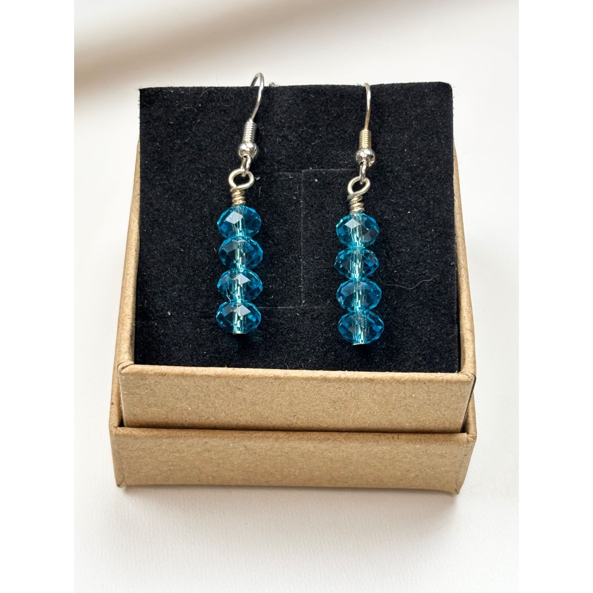Other Blue Crystal Bead Dangle Earrings With Silver Hooks Size ONE SIZE - 1 Thumbnail