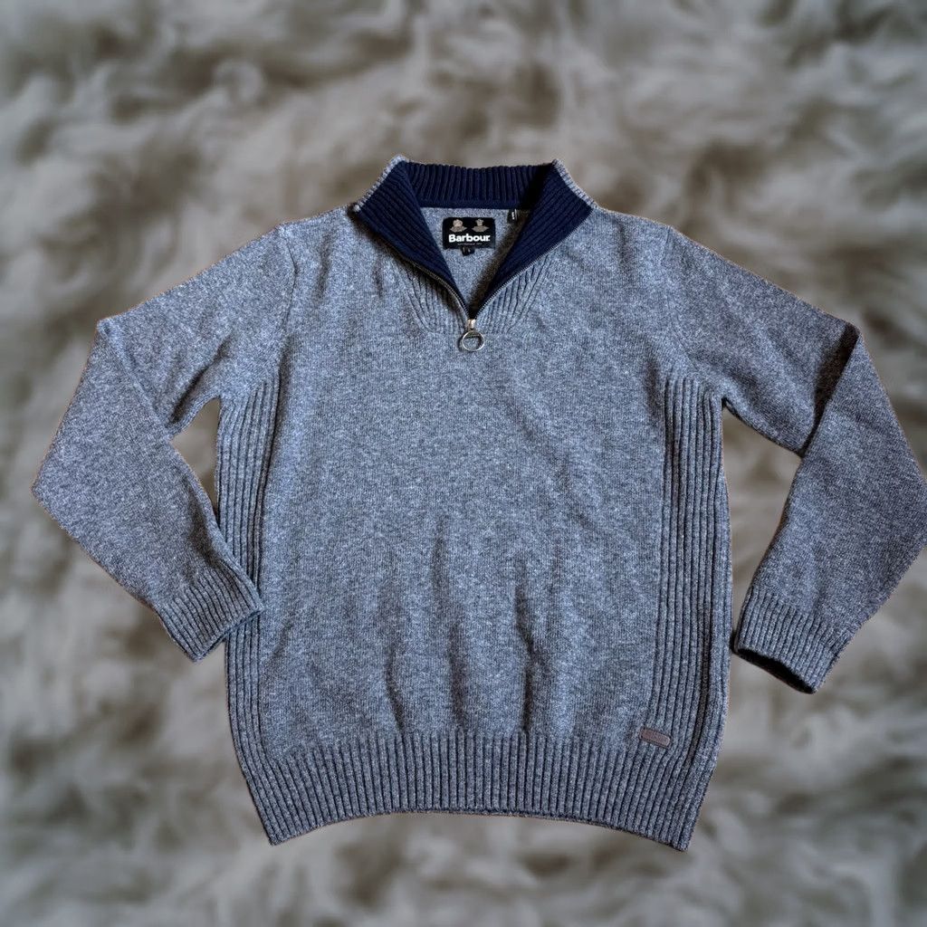 Barbour Barbour Nelson Essential 1/2 Zip Sweater Storm Grey 100% Wool sz L Mens Size US L / EU 52-54 / 3 - 1 Thumbnail