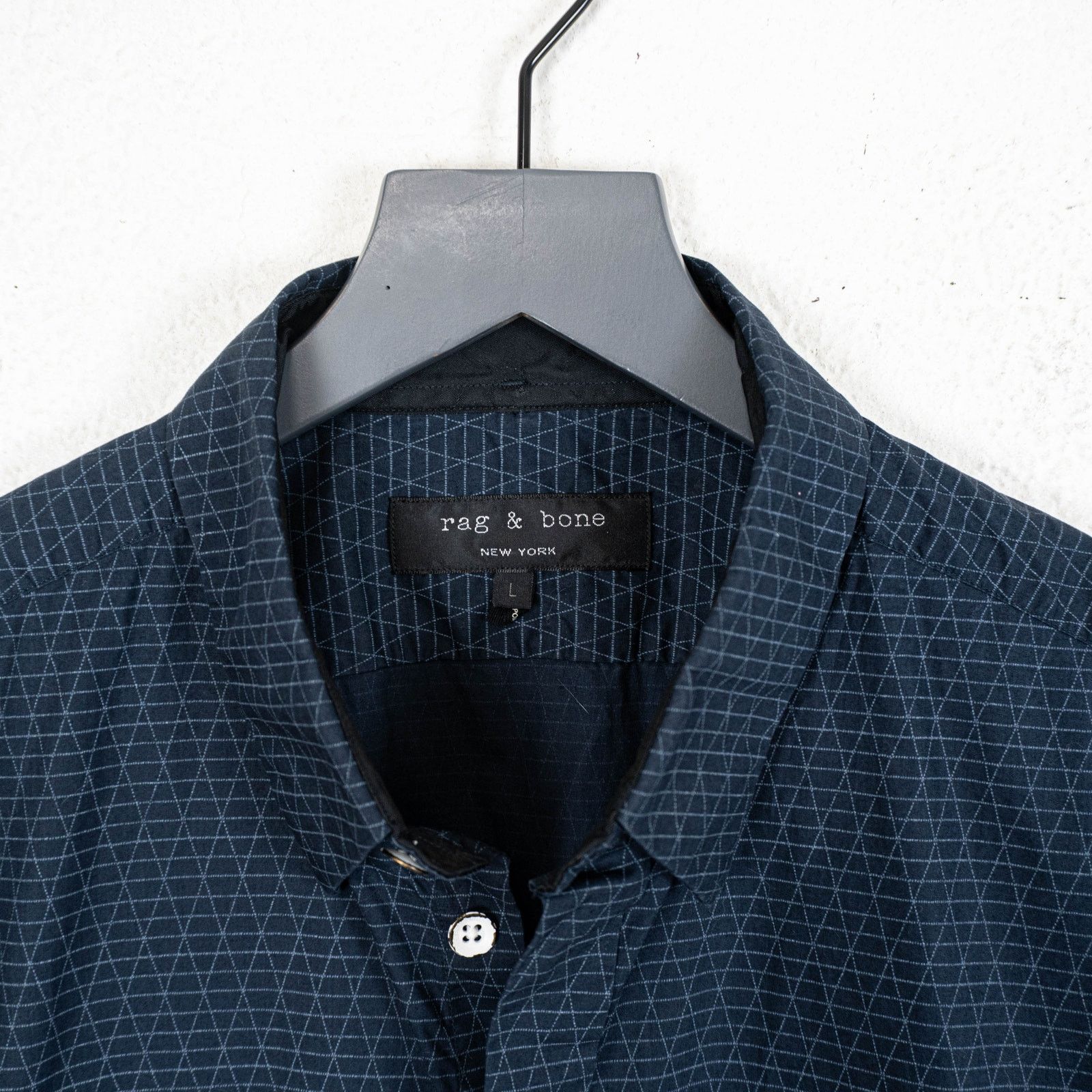 Rag & Bone Rag & Bone NY Short Sleeve Button up Shirt Navy Geo Print L Size US L / EU 52-54 / 3 - 4 Thumbnail