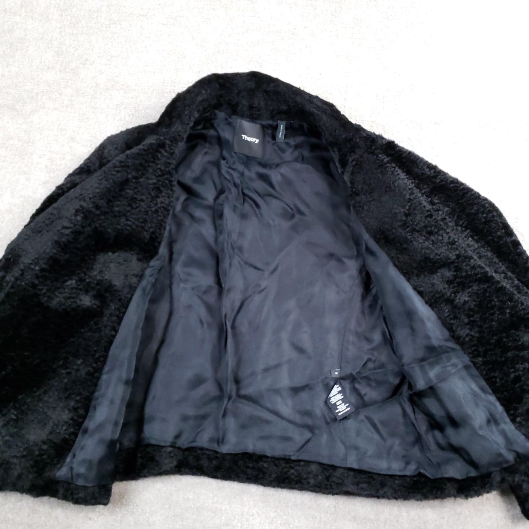 Theory Theory Slim Moto B Jacket Womens 8 Black Faux Shearling Zip Pockets Lined Fuzzy Size M / US 6-8 / IT 42-44 - 6 Thumbnail