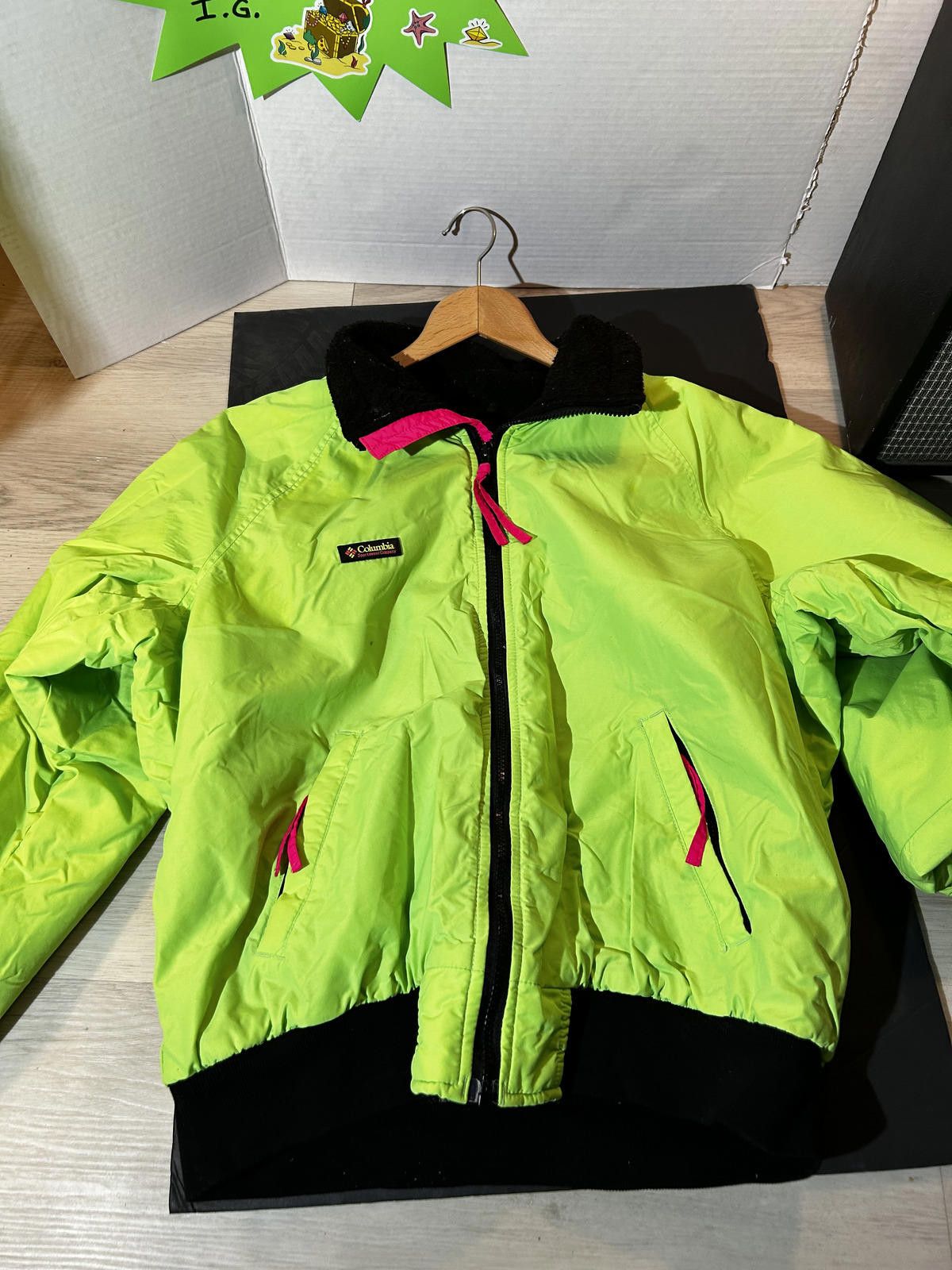 Columbia Vintage 90s Columbia Jacket Neon Lime Green Men's L Size US L / EU 52-54 / 3 - 1 Thumbnail