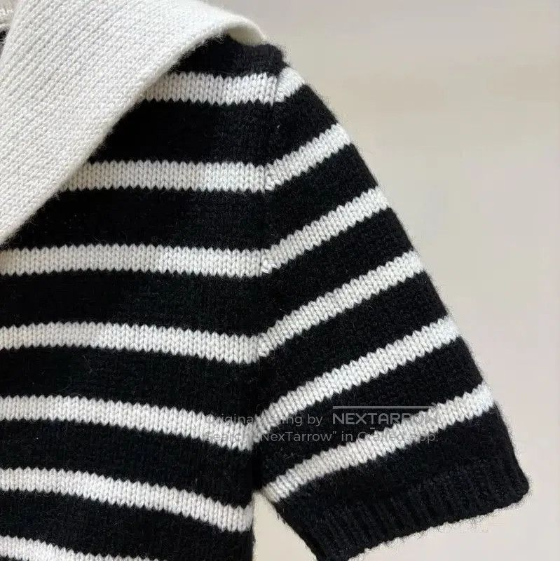 Miu Miu Miu Miu Black Striped Wool Short Sleeve Sweater . Size M / US 6-8 / IT 42-44 - 3 Thumbnail