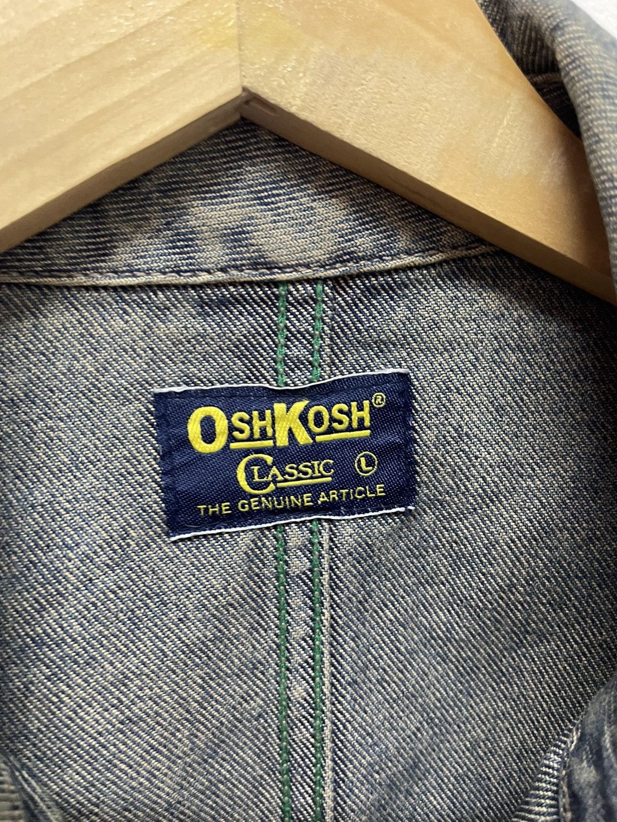 Vintage OSHKOSH Denim Distressed Trucker Jacket Streetwear