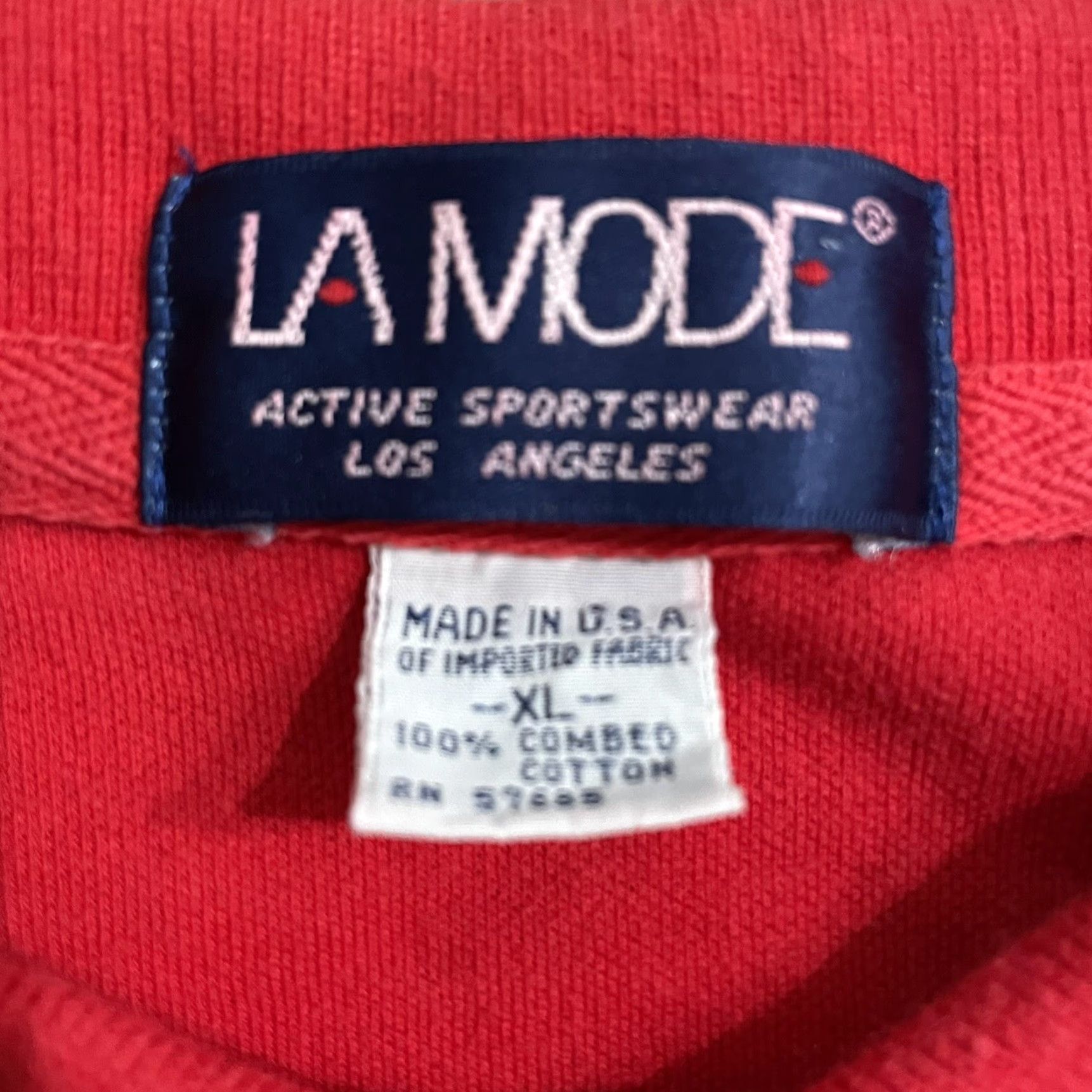 Vintage VTG La Mode Polo Shirt Mens XL Red USA 100% Cotton Golf Shirt Size US XL / EU 56 / 4 - 4 Thumbnail