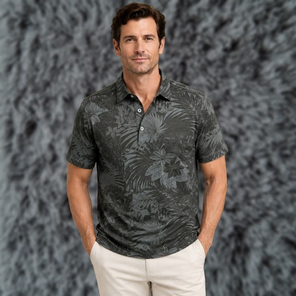 Tommy Bahama Tommy Bahama Polo Shirt Men M Gray Hawaiian Floral tropical Coal Regular Medium Size US M / EU 48-50 / 2 - 1 Thumbnail