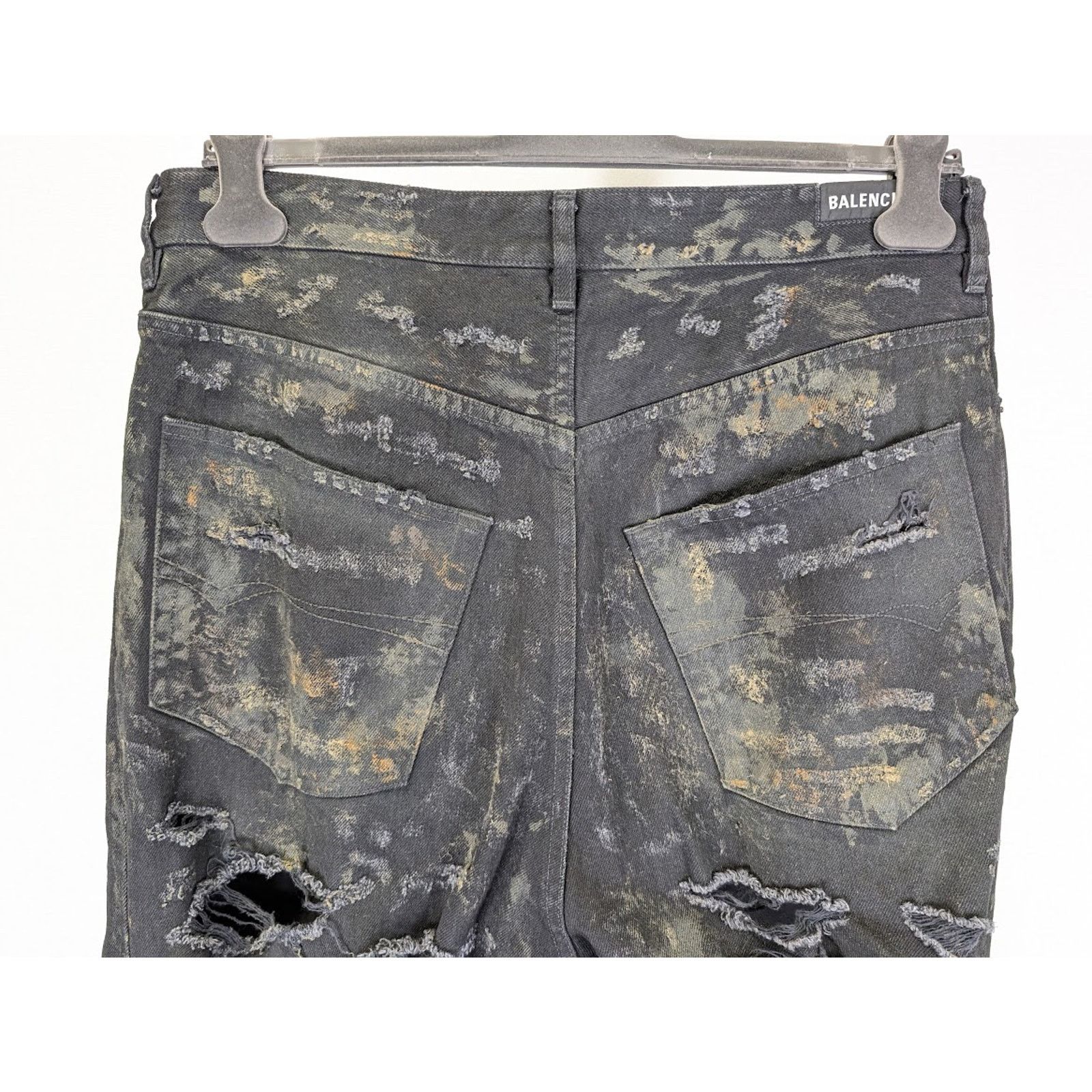 Balenciaga o1rshd1 Unisex Super Destroyed Baggy Pants 13 in Flat Black Size US 32 / EU 48 - 17 Thumbnail