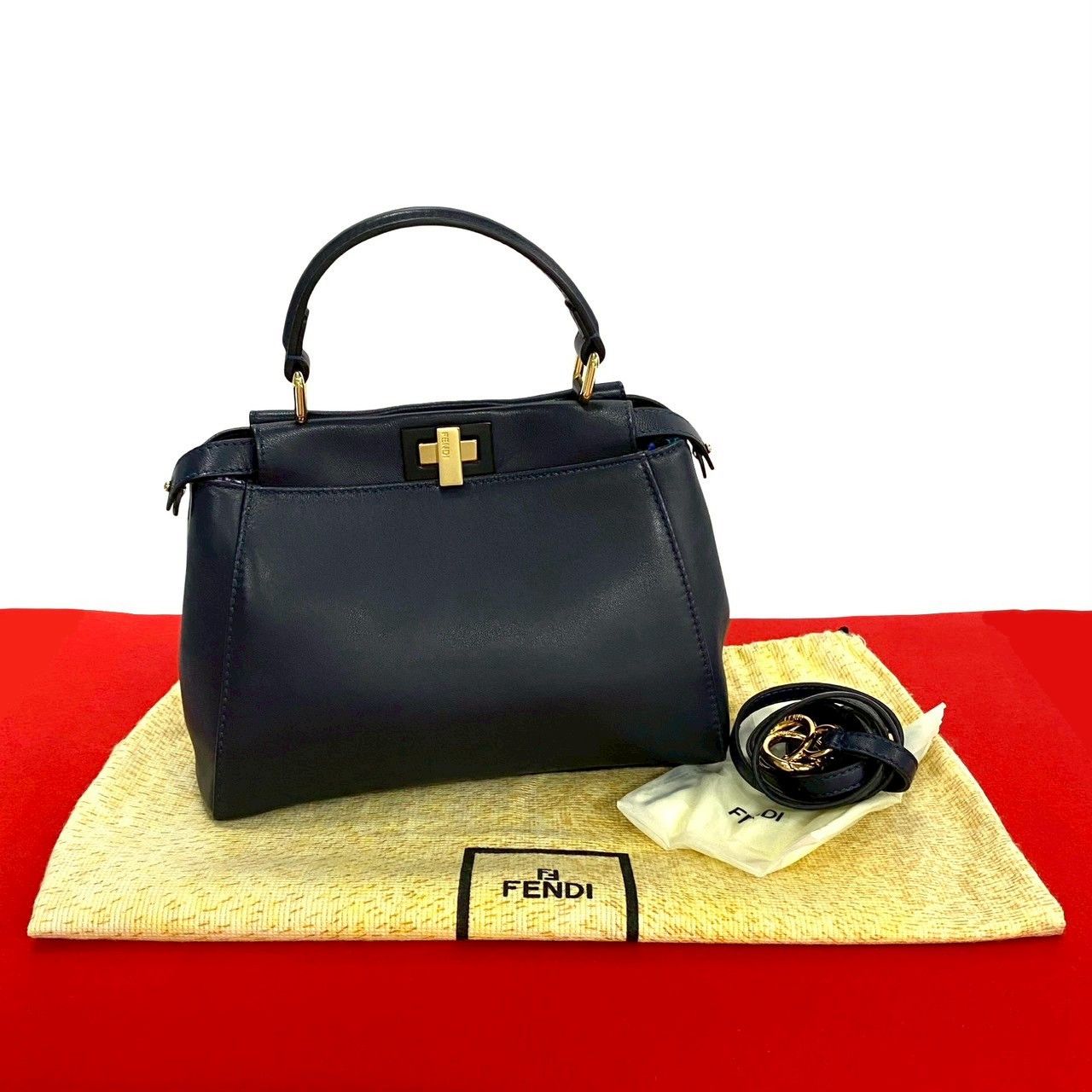Fendi Fendi Peekaboo Leather 2Way Bag Leather Shoulder Bag in Blue, Women's