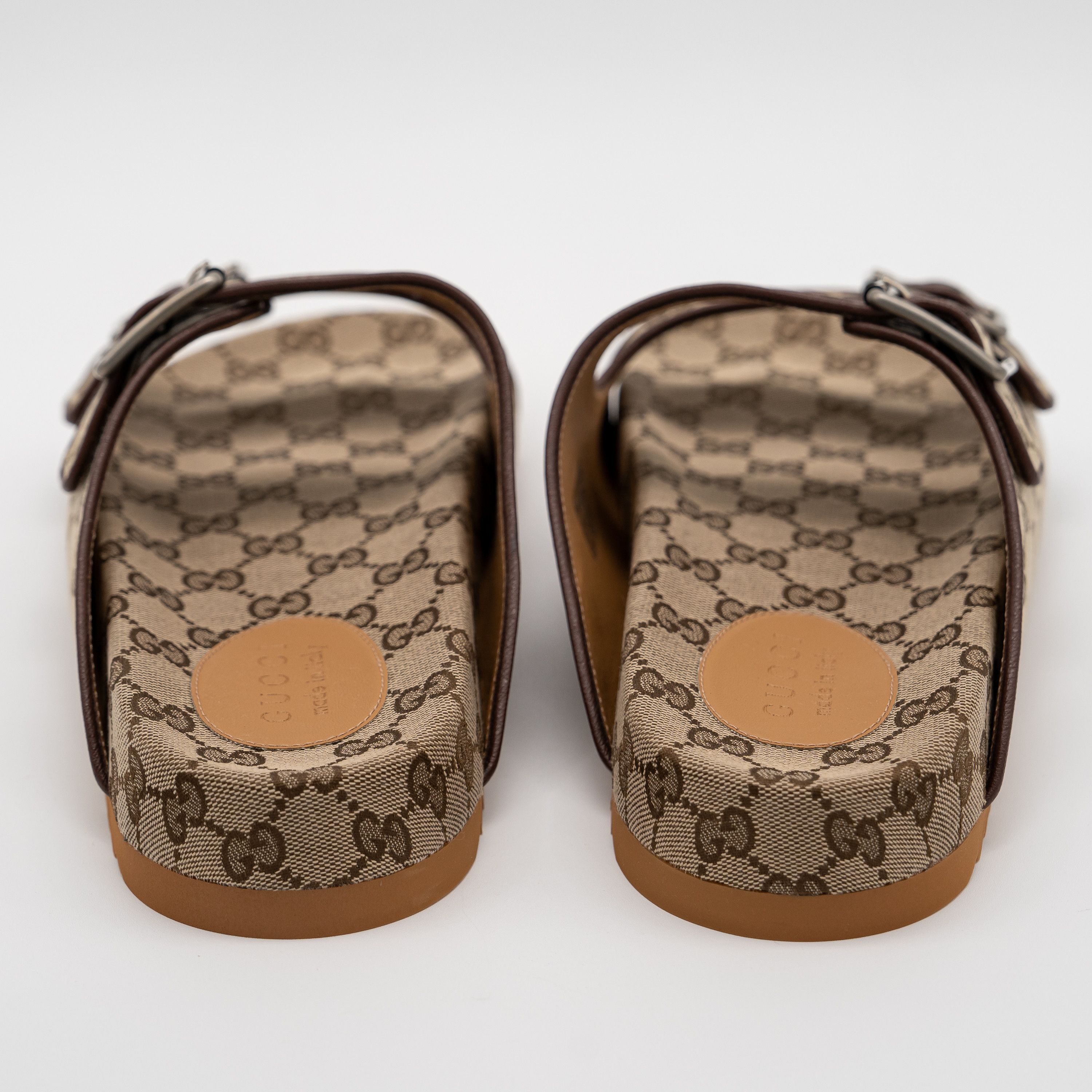 Gucci 11G 11.5 US Gucci GG Canvas Slide Sandals Straps Beige Brown Size US 11.5 / EU 44-45 - 5 Thumbnail