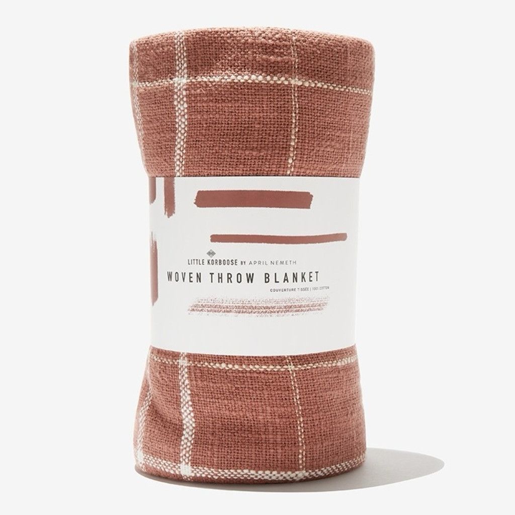 Other LITTLE KORBOOSE Woven Throw Blanket - Rust Size ONE SIZE - 1 Thumbnail
