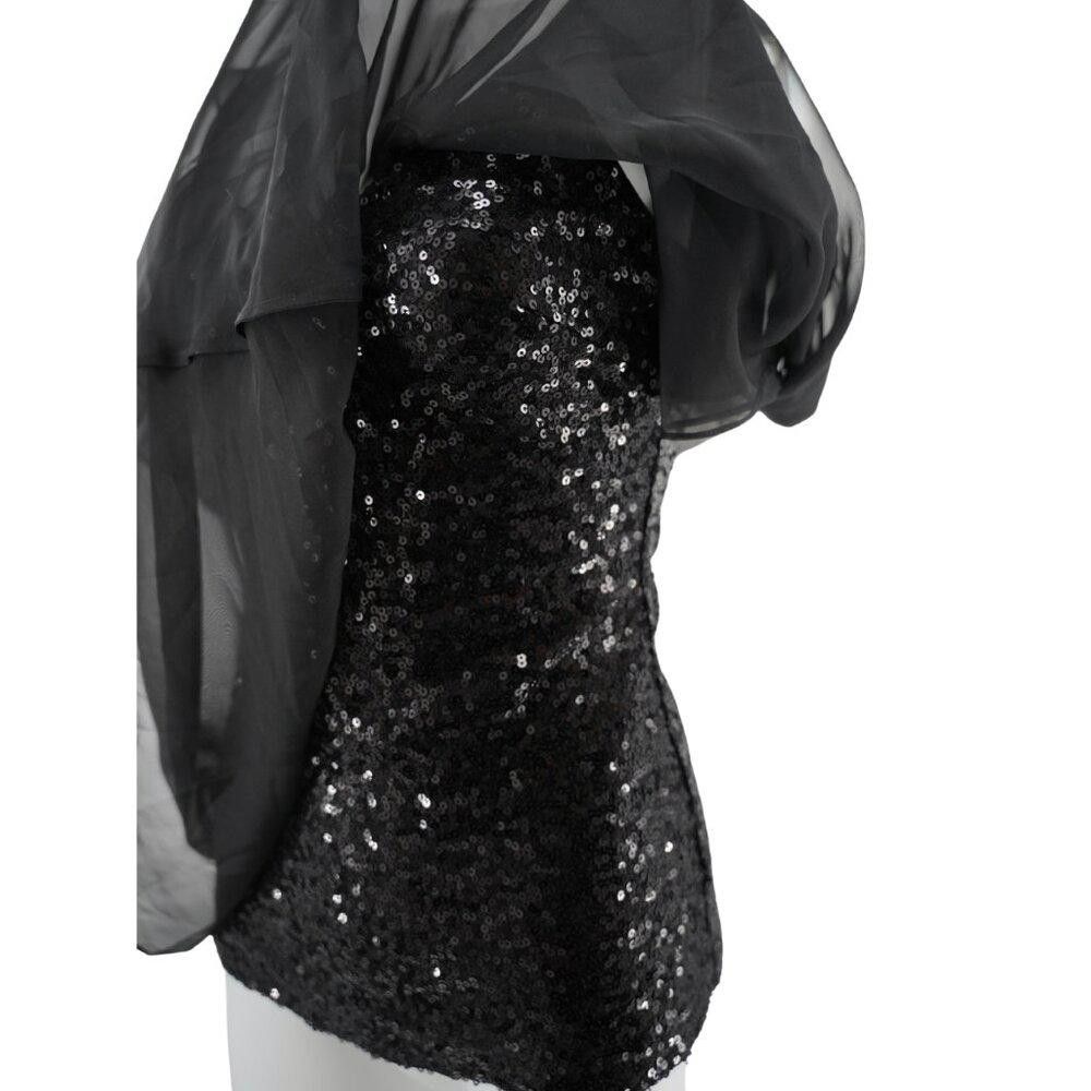 Designer Badgley Mischka Black Sequin Blouse Size XS Size XS / US 0-2 / IT 36-38 - 8 Thumbnail
