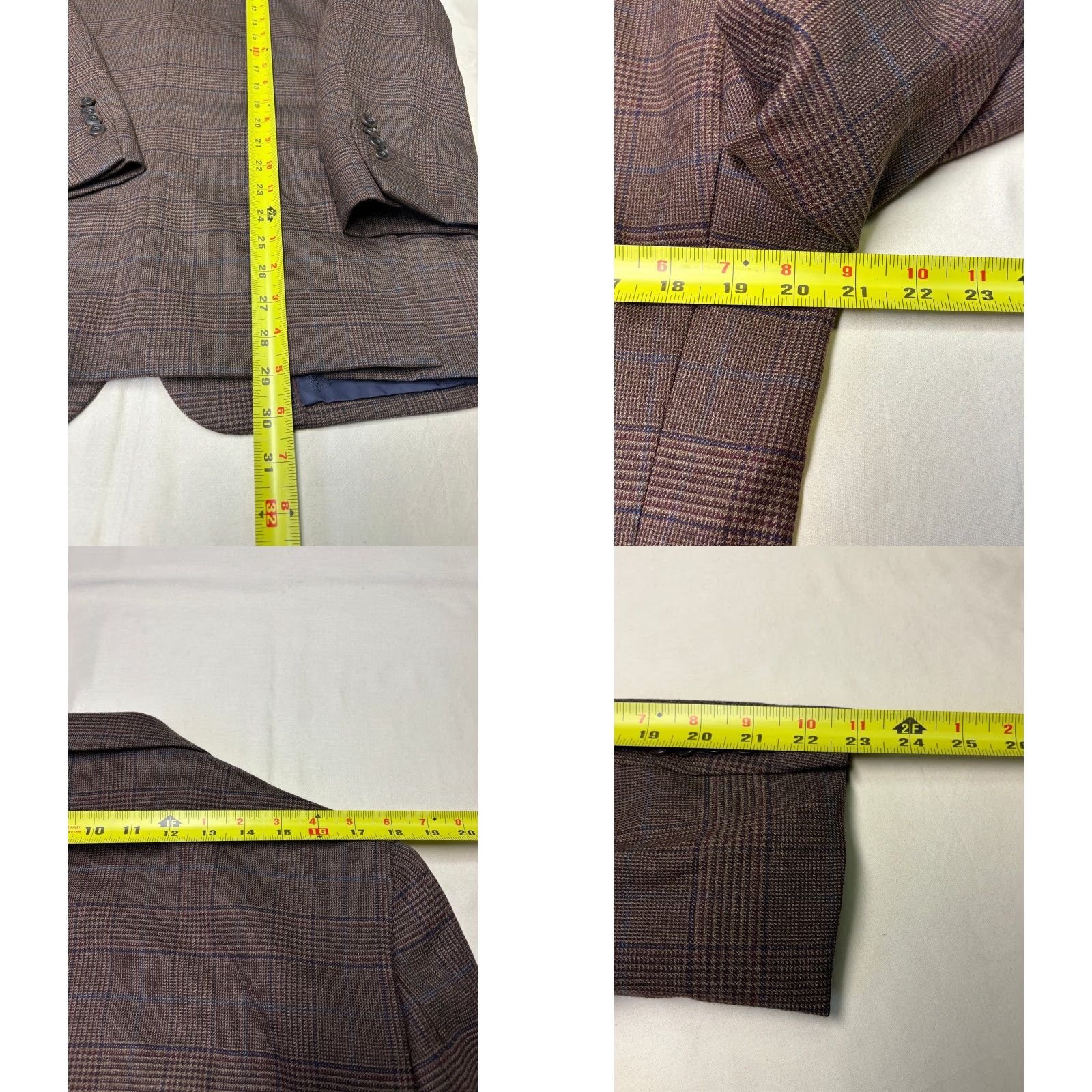 Vintage VINTAGE JOS A Bank 1905 Mens Brown Windownpane Plaid Wool Blend Tailored Fit Sport Coat 38 Regular Mens Clothing Size 38R - 9 Thumbnail