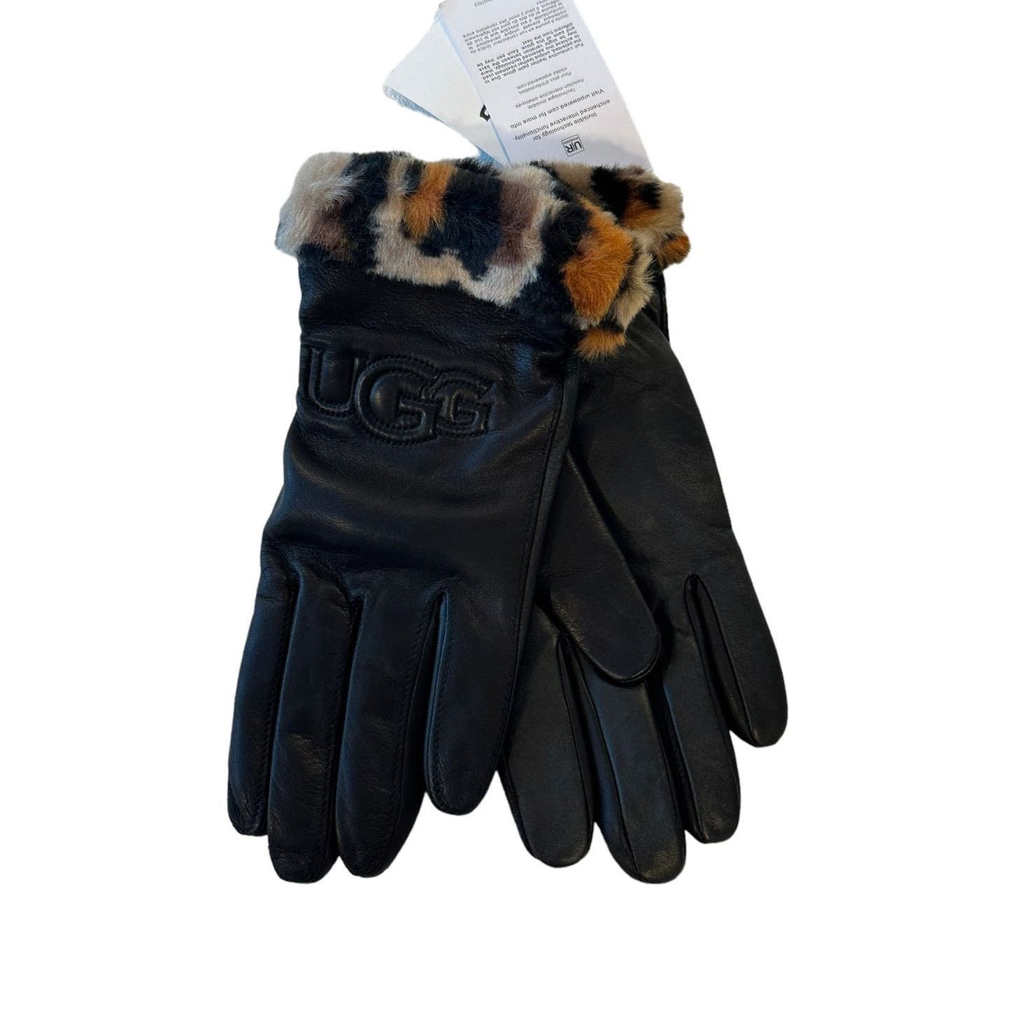 Ugg UGG Logo Leather Faux Fur Cuff Gloves L (Runs small in size) Size ONE SIZE - 3 Thumbnail