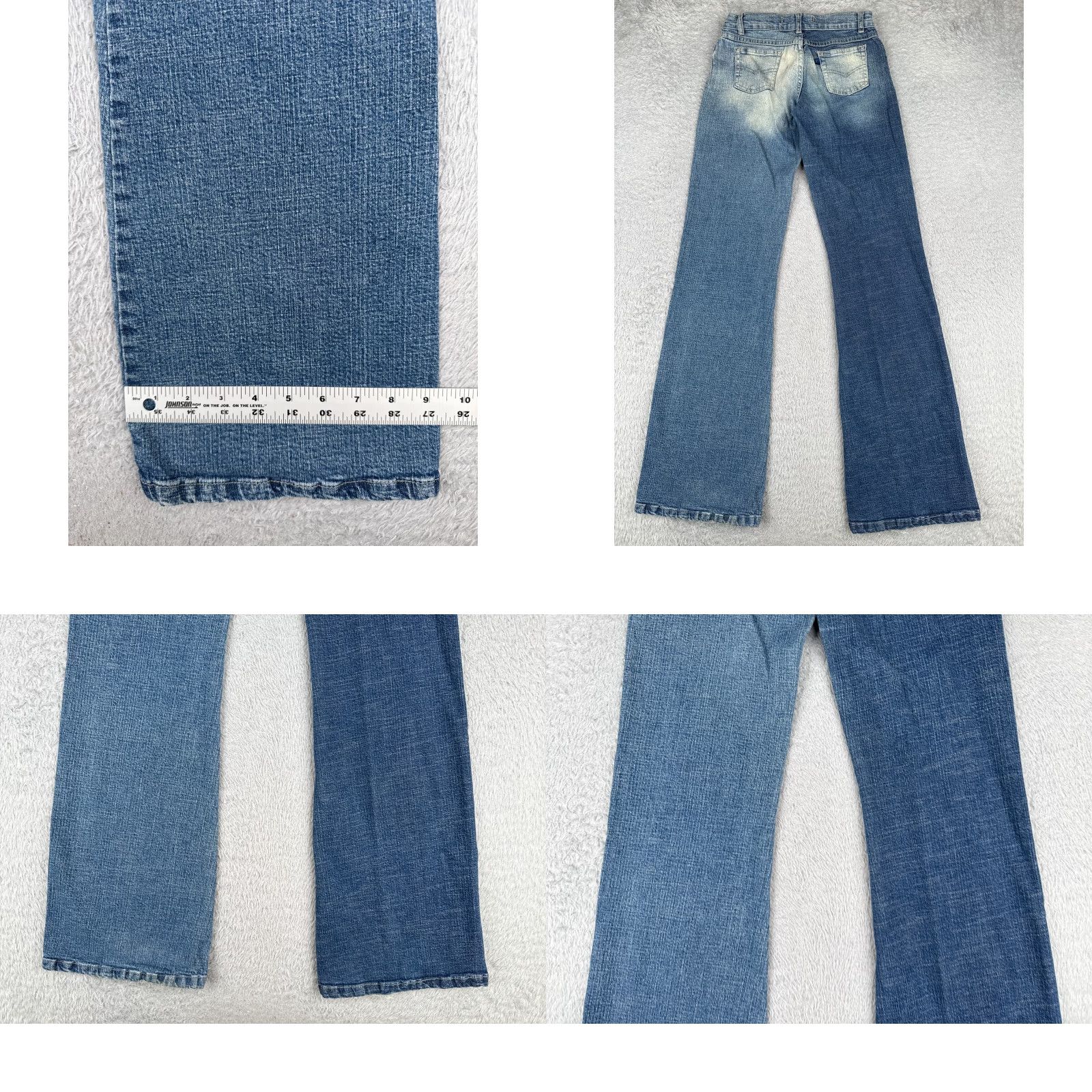 Vintage Big Seven Jeans Womens Flared Jeans 24 Blue Denim Distressed Low Rise 24x32 US Party Vintage: No Size 42" / US 20 - 10 Thumbnail
