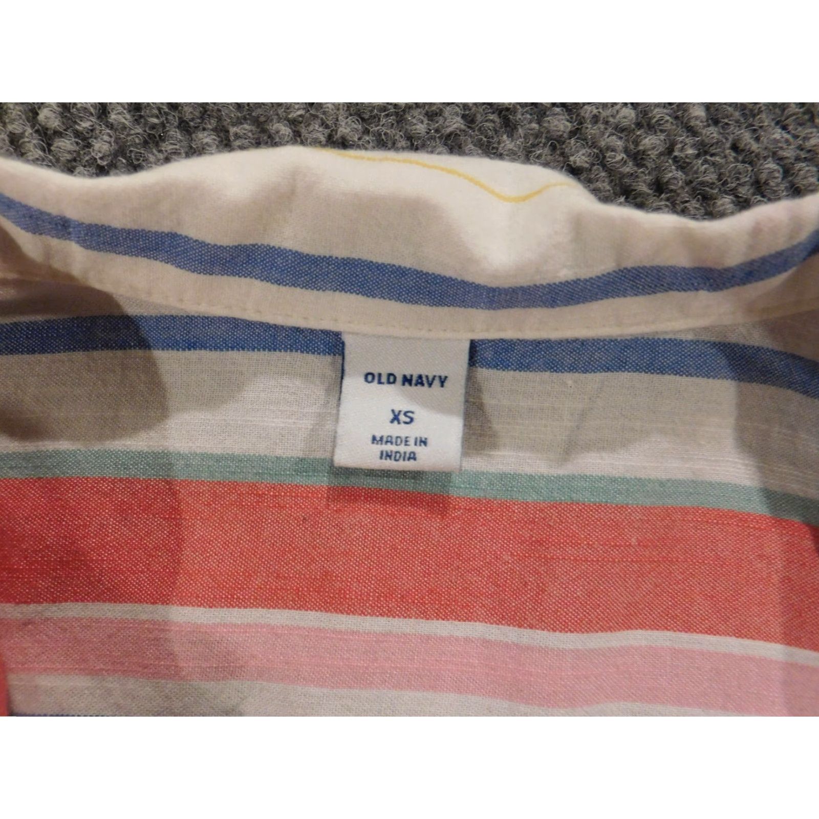 Old Navy Old Navy Womens Blouse XS Pink Striped Sleeveless Round Neck Pullover Casual Regular Button Cotton Down Vintage: No Size XS / US 0-2 / IT 36-38 - 5 Thumbnail
