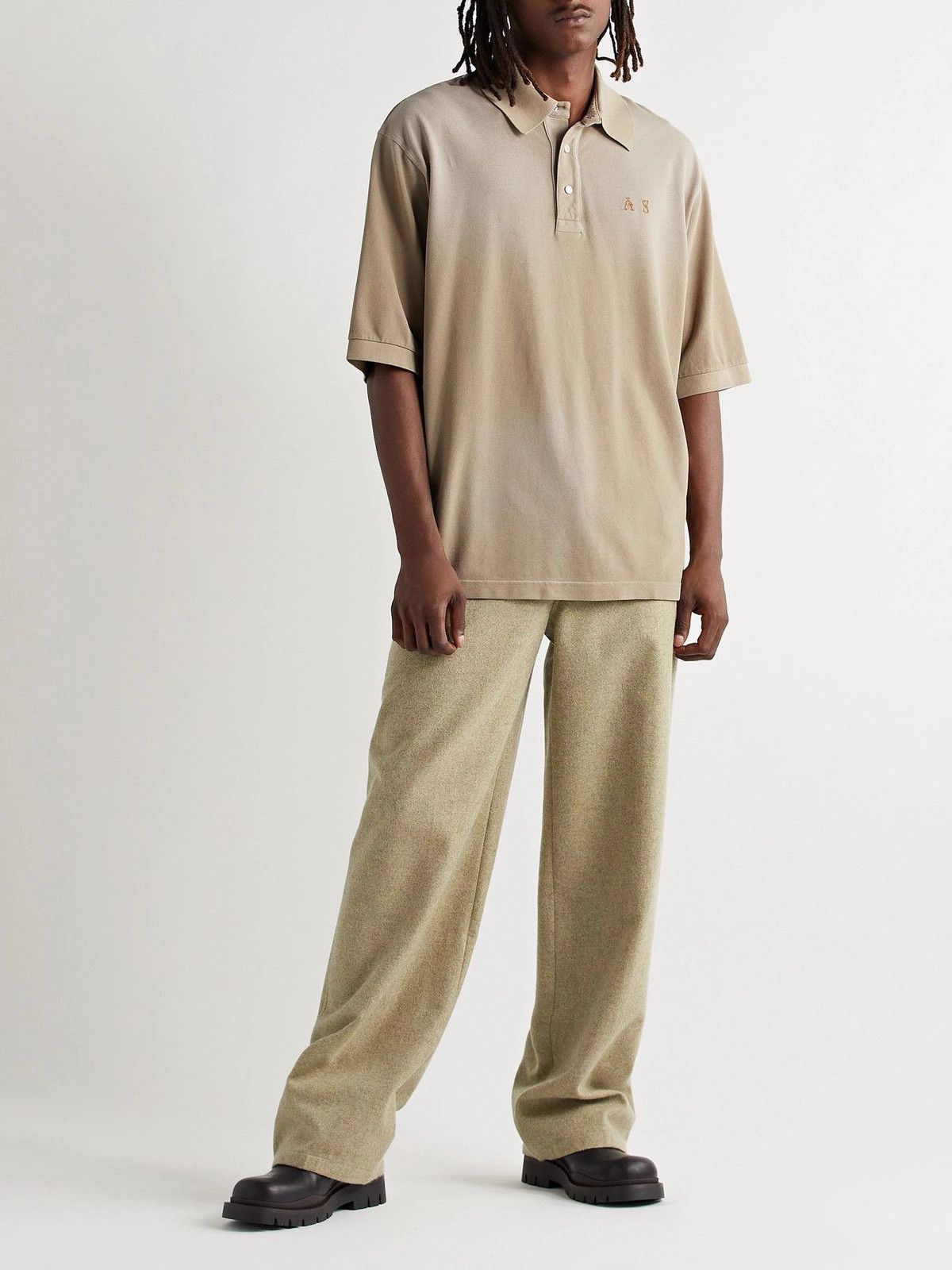 Acne Studios $300 - Cotton Polo Shirt - Washed Beige Size US S / EU 44-46 / 1 - 2 Thumbnail