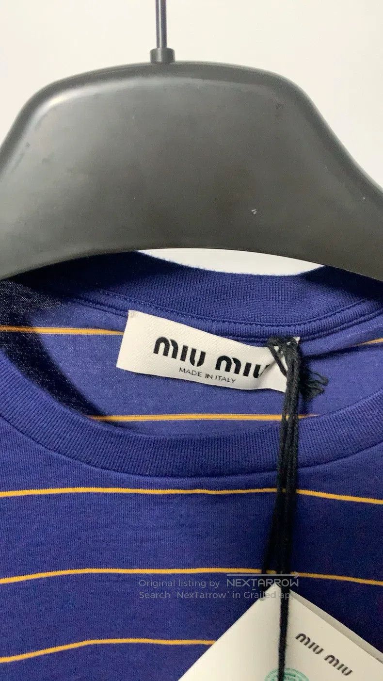 Miu Miu Miu Miu Size M Blue striped short sleeve T-shirt Size M / US 6-8 / IT 42-44 - 5 Thumbnail