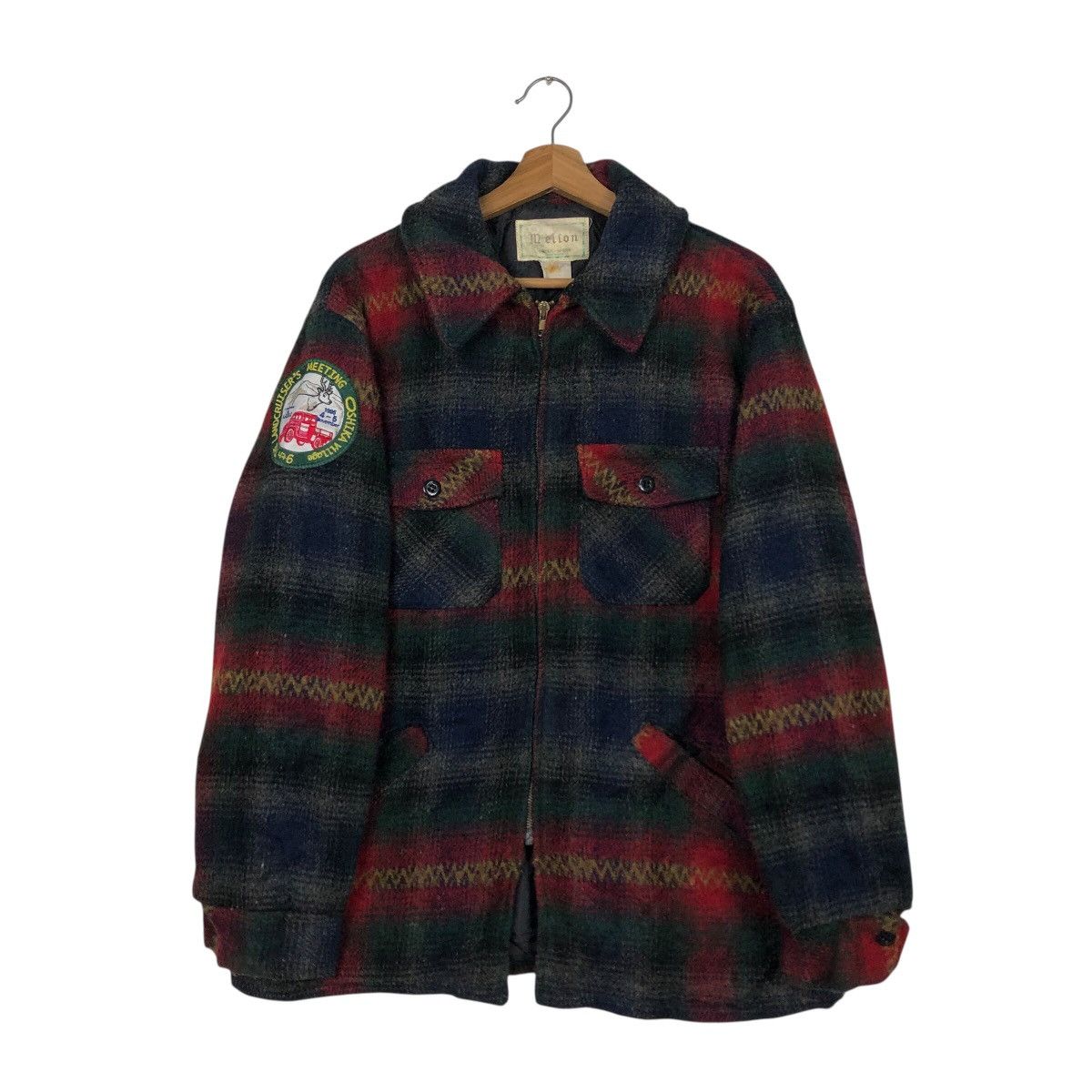 Vintage 📌Vintage Wool Work Jacket Melton Tartan Design Blanket Size US L / EU 52-54 / 3 - 9 Thumbnail