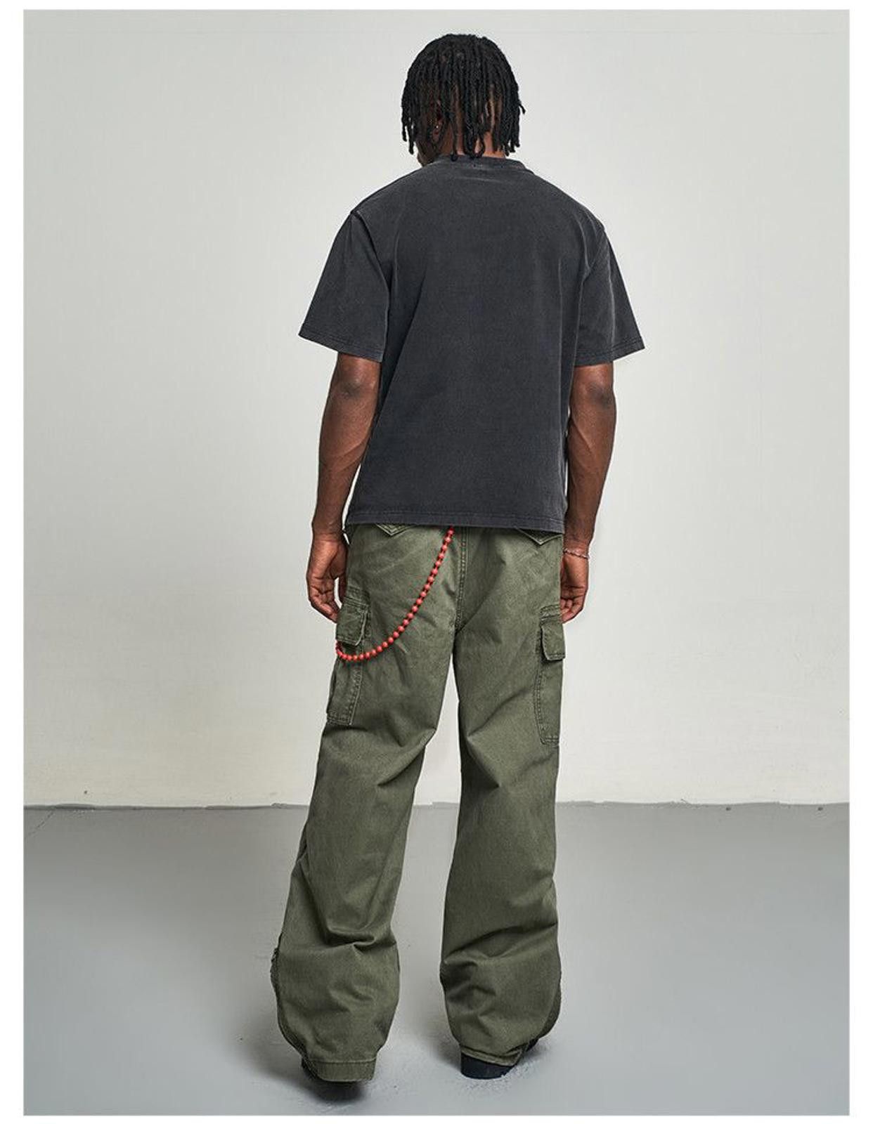 Japanese Brand Oliver Green Loose Straight Wide Leg Cargo Jeans Size US 30 / EU 46 - 4 Thumbnail