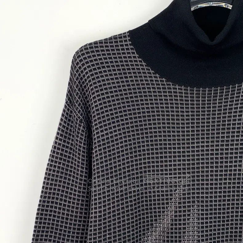 Hermes Hermes Gray Check Wool High Neck Long Sleeve Knit Sweater Size US L / EU 52-54 / 3 - 3 Thumbnail
