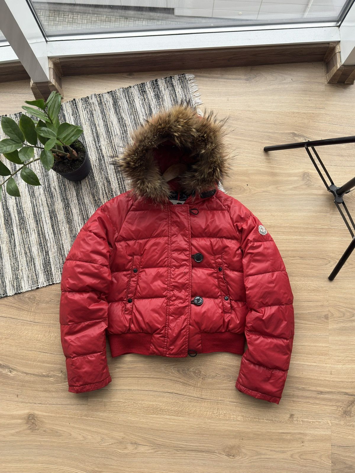 Moncler Moncler Alpin Fur down jacket red woman size 1 Size S / US 4 / IT 40 - 1 Thumbnail
