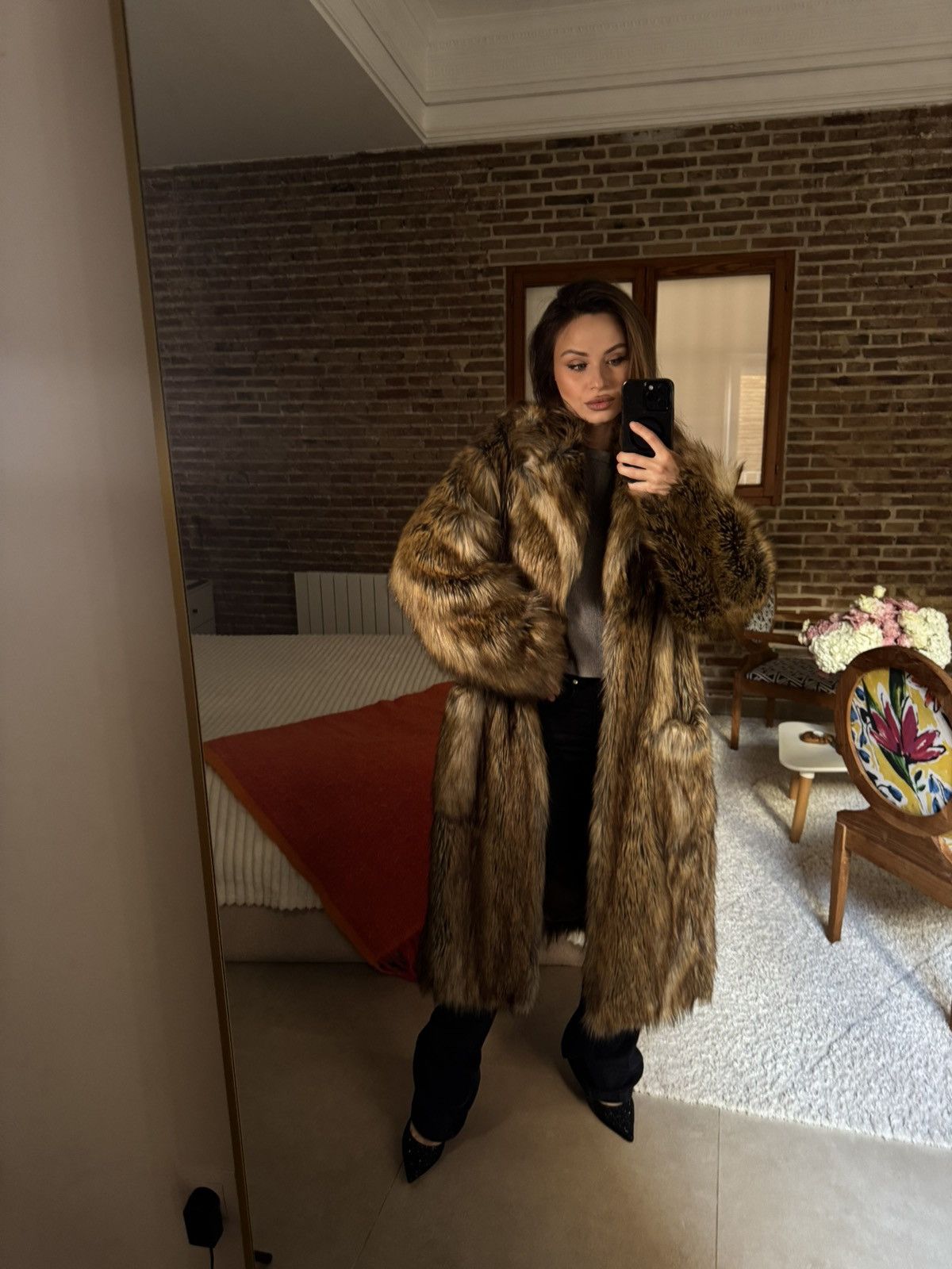 Frankie Shop The Frankie Shop Rella Faux Fur Coat Camel Size S / US 4 / IT 40 - 2 Thumbnail