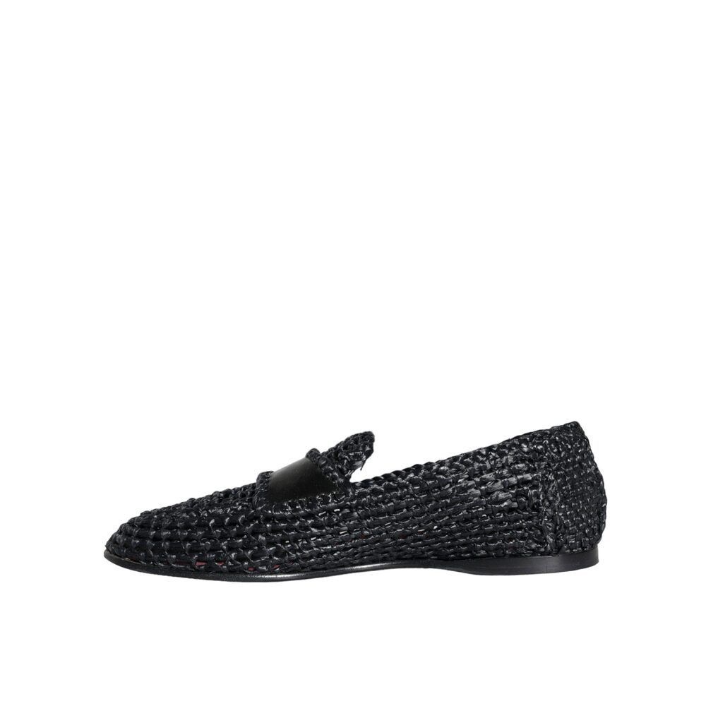 Dolce & Gabbana Dolce & Gabbana Black Woven Raffia Slip On Loafers Men Shoes Size US 7 / EU 40 - 6 Thumbnail