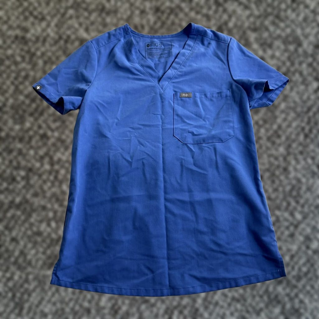 Vintage FIGS Catarina Scrub Top Solid Blue with Single Pocket Womens 2XS Uniform Blue Women XS? Size XXS / US 00 / IT 34 - 1 Thumbnail