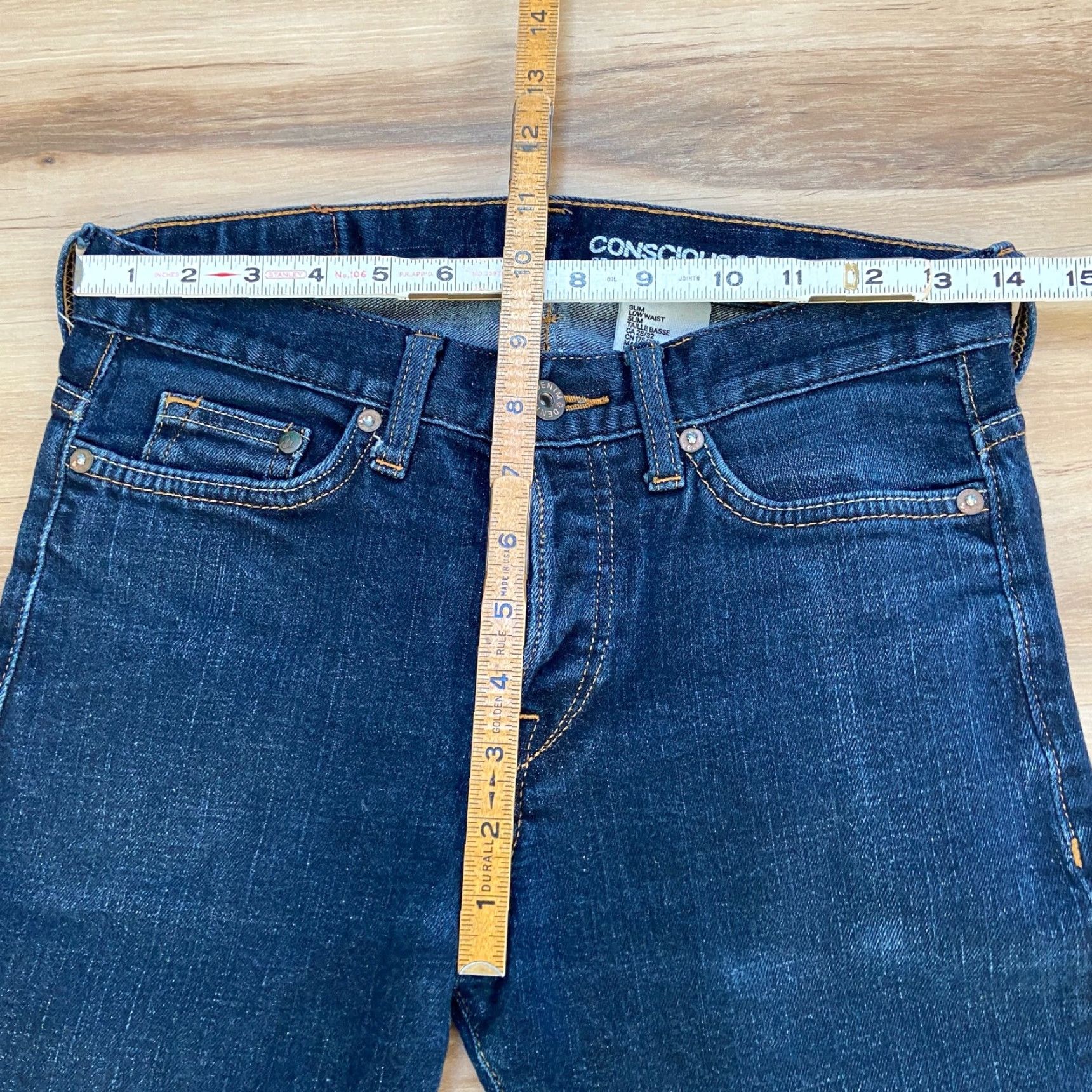 H&M H&M Jeans Mens 28 x 32 Slim Conscious & Denim Blue Dark Wash Button Fly Size US 28 / EU 44 - 6 Thumbnail