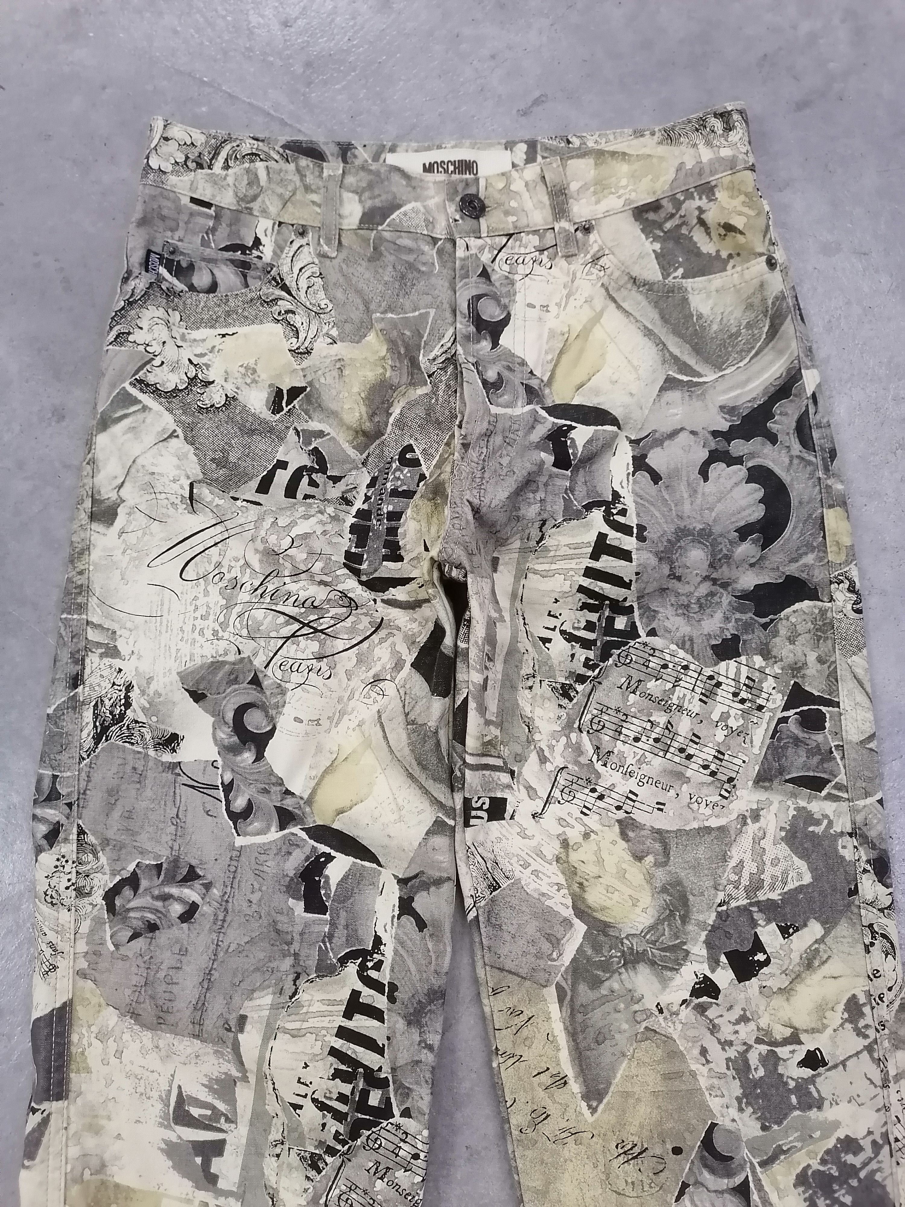 Moschino Vintage 90s Moschino Jeans Collage Print Pants Archive Italy Size US 29 - 6 Thumbnail