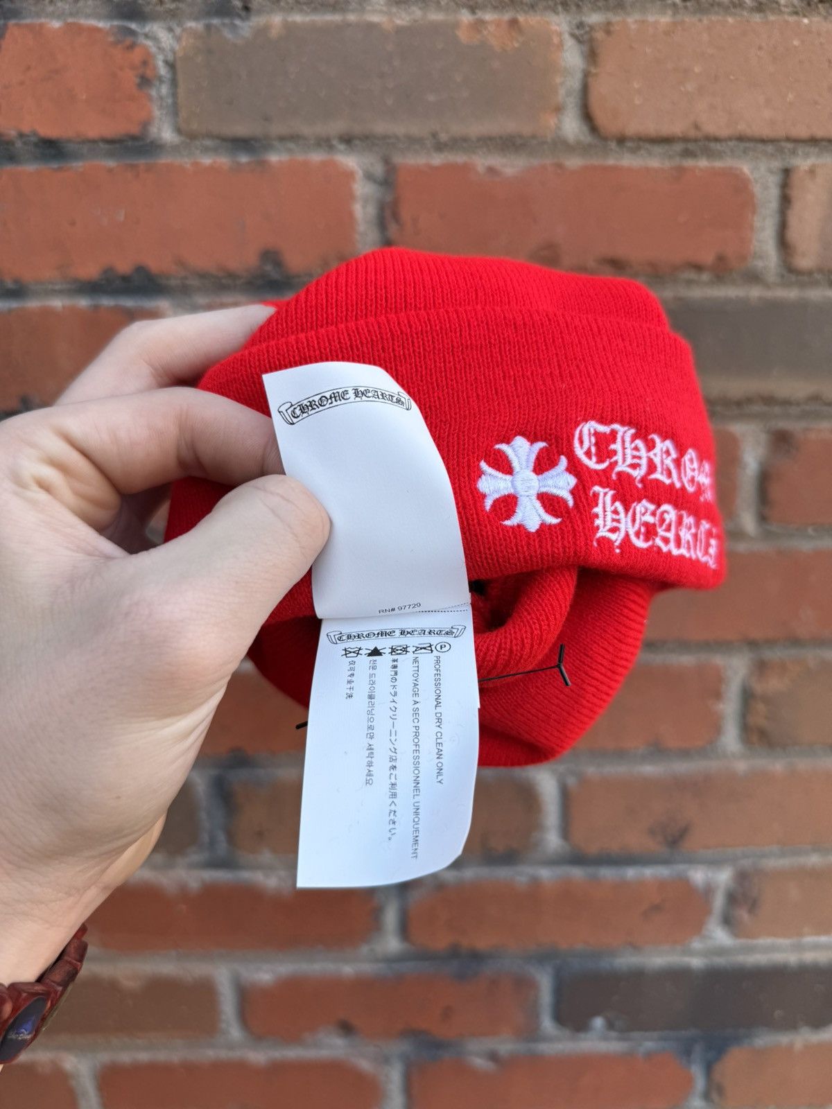 Chrome Hearts Red Chrome Hearts Front Logo Beanie Size ONE SIZE - 5 Thumbnail