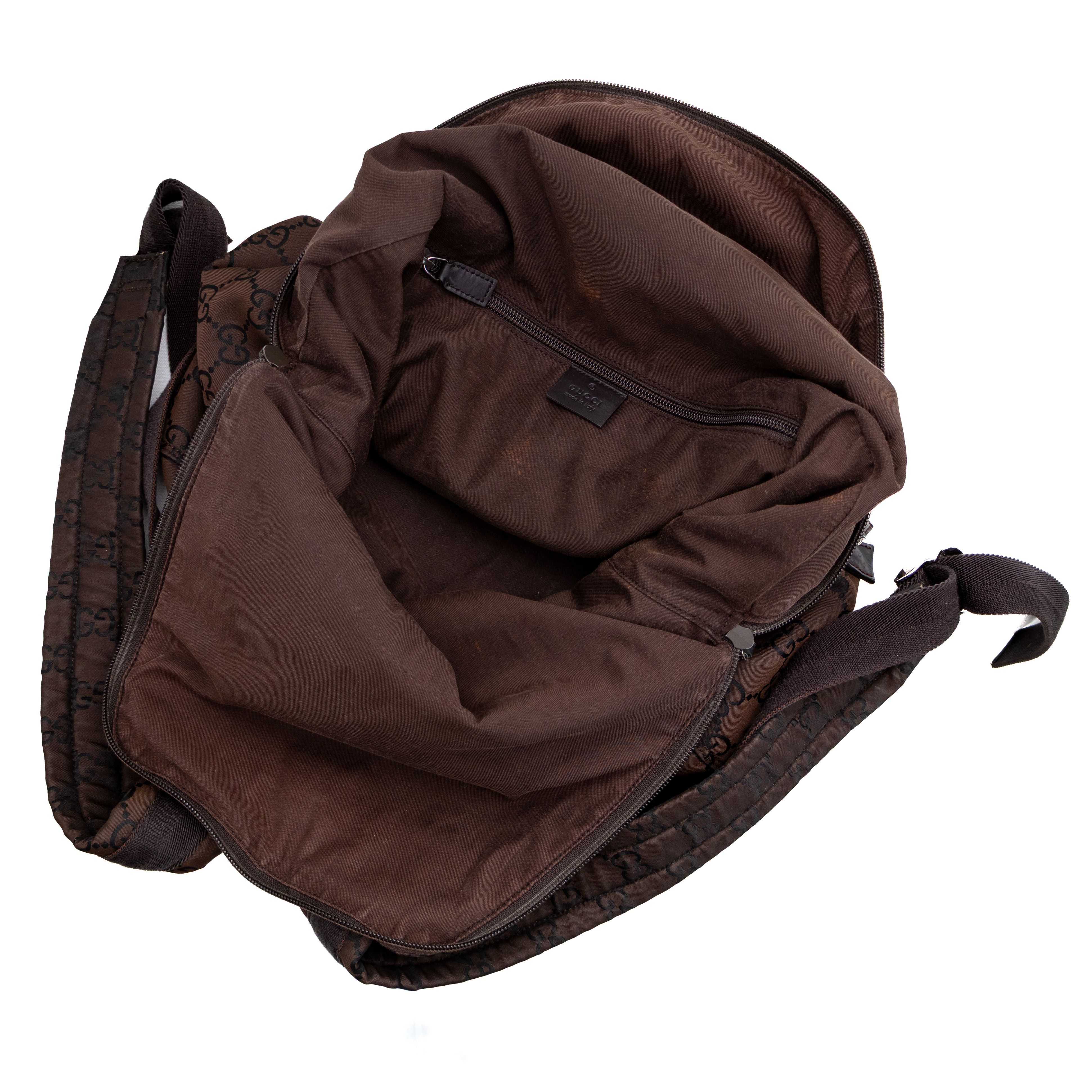 Gucci Authentic Gucci GG Monogram Brown Nylon Backpack Size ONE SIZE - 6 Thumbnail