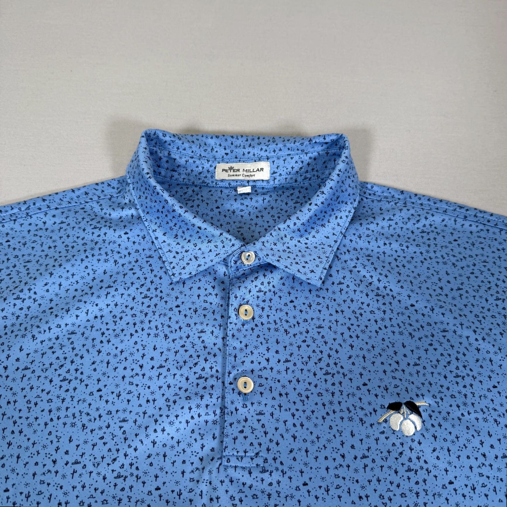 Peter Millar Peter Millar Polo Shirt Mens 2XL Blue Summer Comfort Cactus Print Golf Desert Size US XXL / EU 58 / 5 - 2 Thumbnail