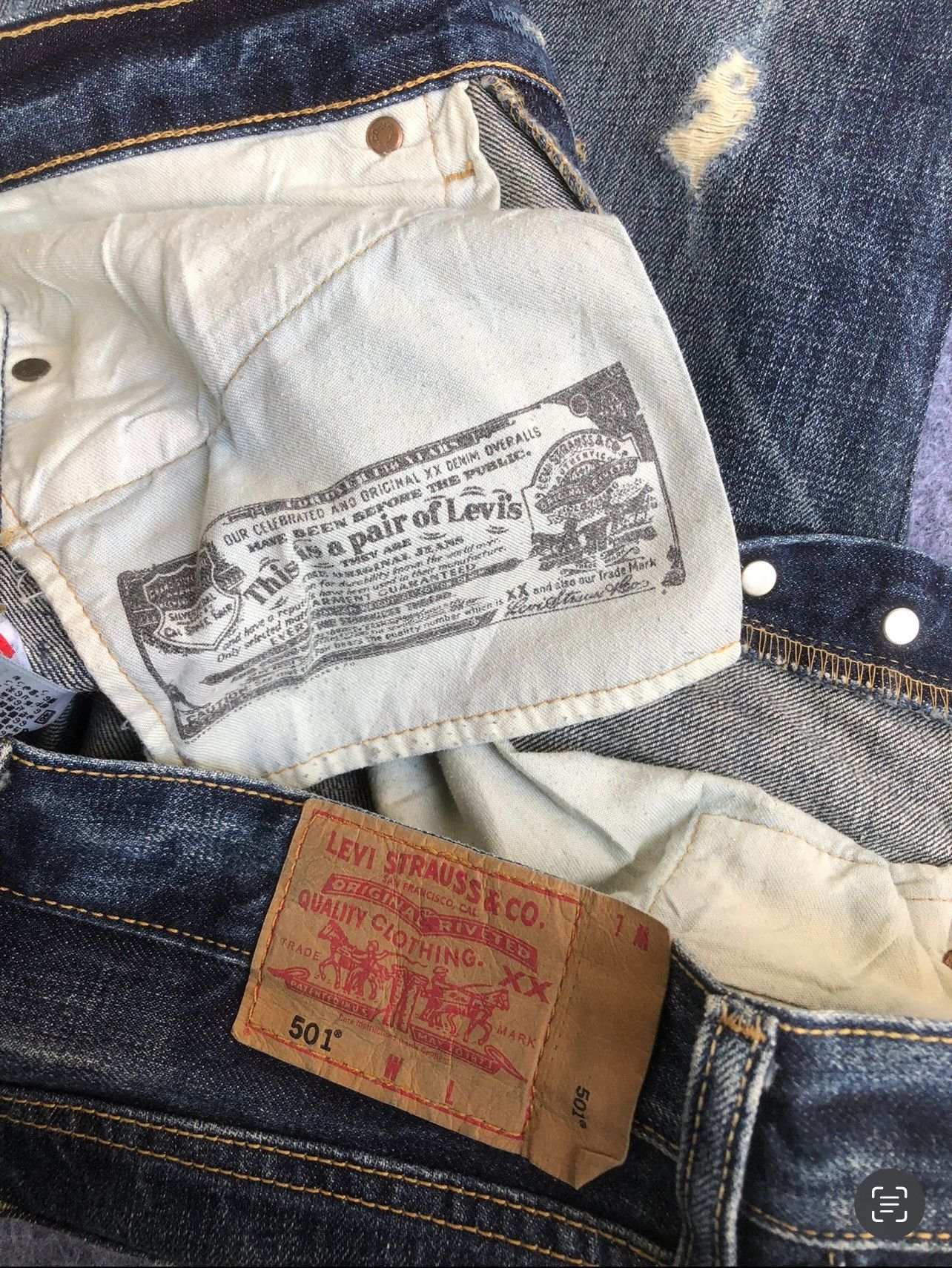 Levi's Rare🔥Vtg Levis 501 Painter Distressed Denim Jeans Size US 30 / EU 46 - 8 Thumbnail