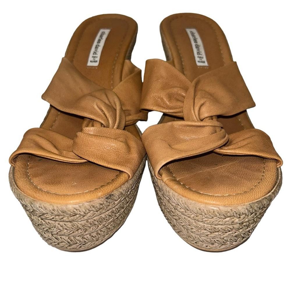 Designer Charles David l Tan Cork Hemp Platform Wedges 40/8.5 Size US 8.5 / IT 38.5 - 3 Thumbnail