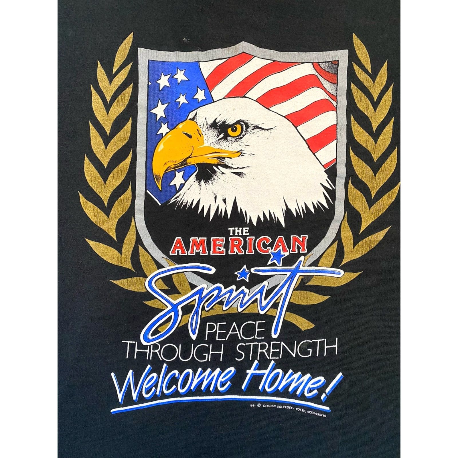 Fruit Of The Loom VINTAGE The American Spirit XL T-Shirt Made in USA Single Stitch Men Black 1991 1990s Patriotic USA Military Army USA Size US XL / EU 56 / 4 - 3 Thumbnail