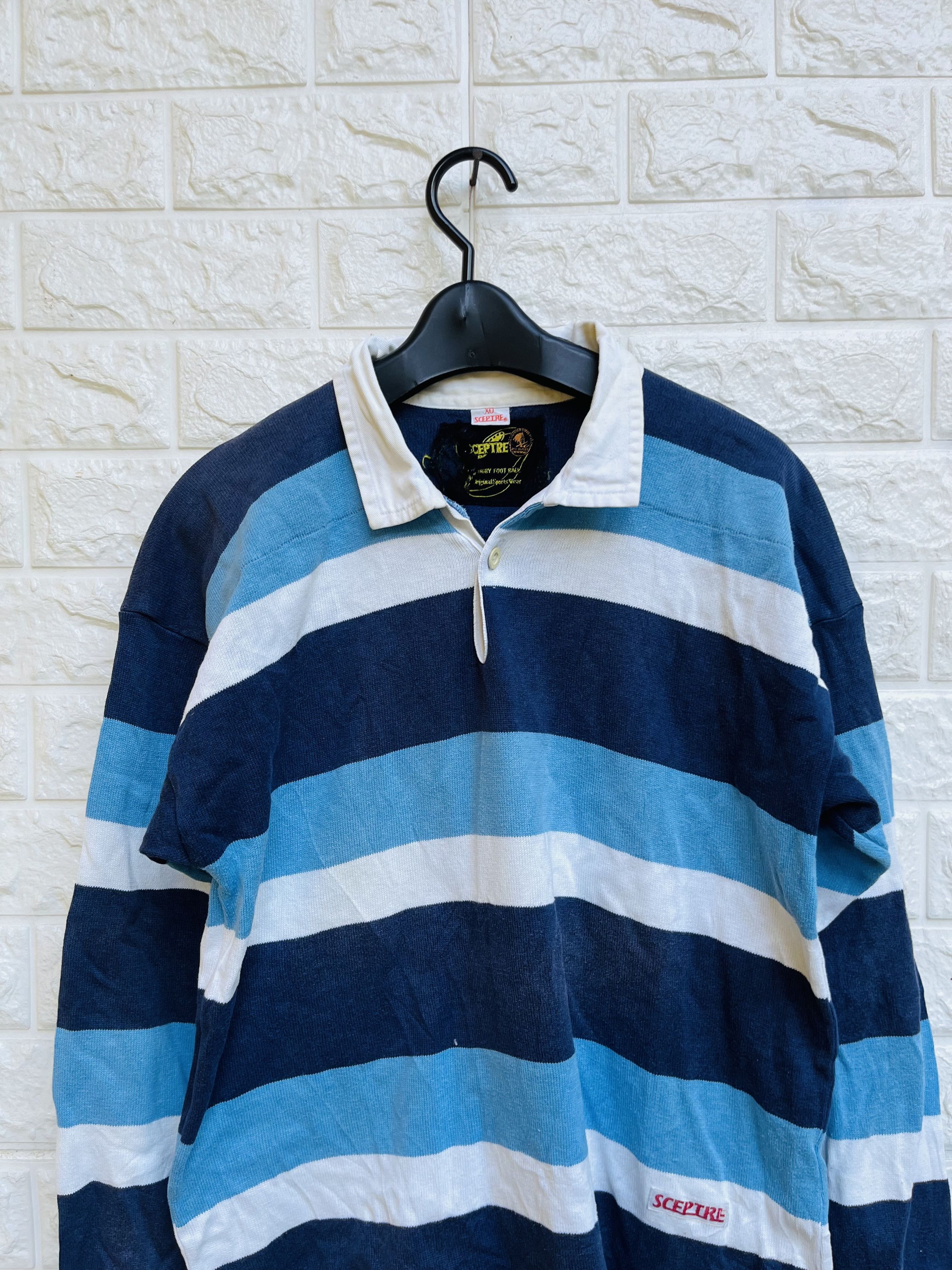 Japanese Brand × Vintage Vintage Sceptre Rugby Football Sport Stripes Long Sleeve Size US M / EU 48-50 / 2 - 3 Thumbnail