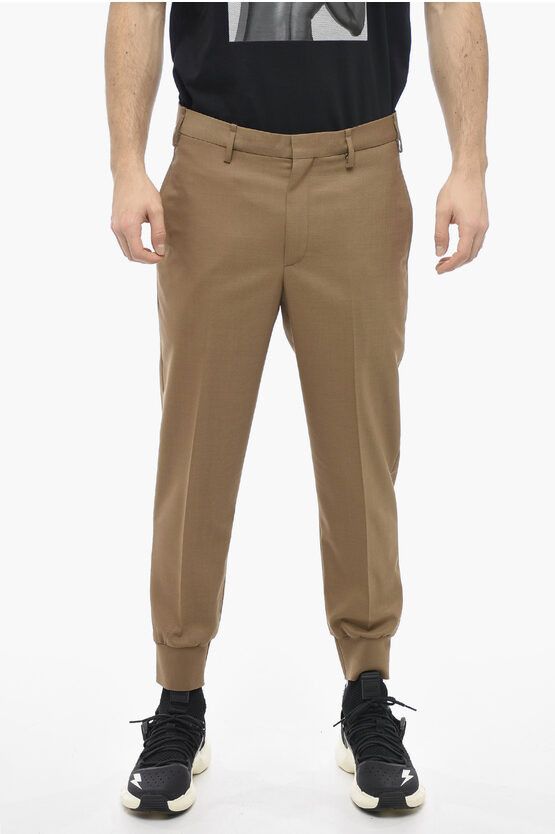 image of Neil Barrett Cuffed Ankle Jack Chinos Pants in Brown, Men's (Size 32)