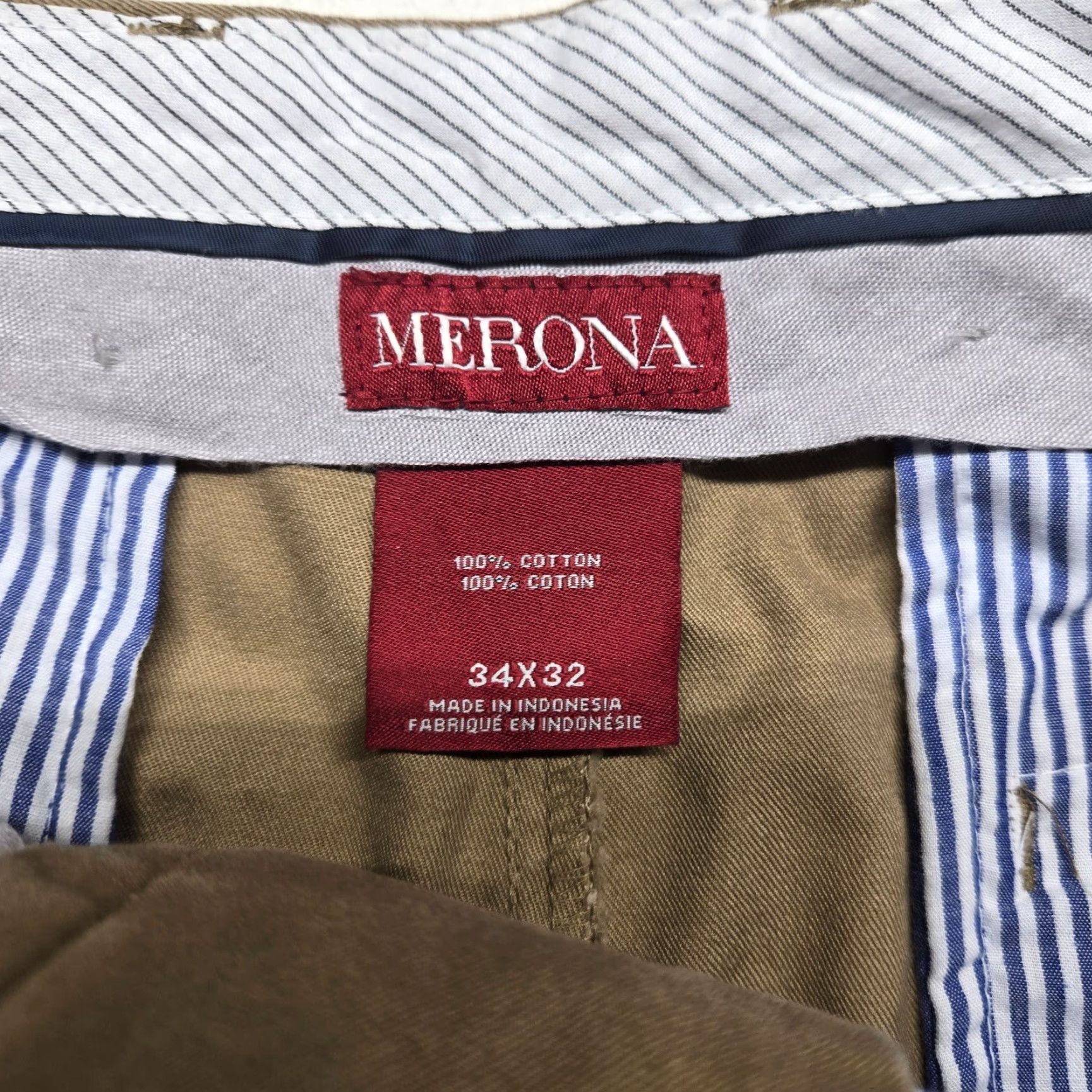Merona Merona Beige Chino Pants Men 34x32 Pleated Regular Straight Leg Cotton Size US 34 / EU 50 - 3 Thumbnail