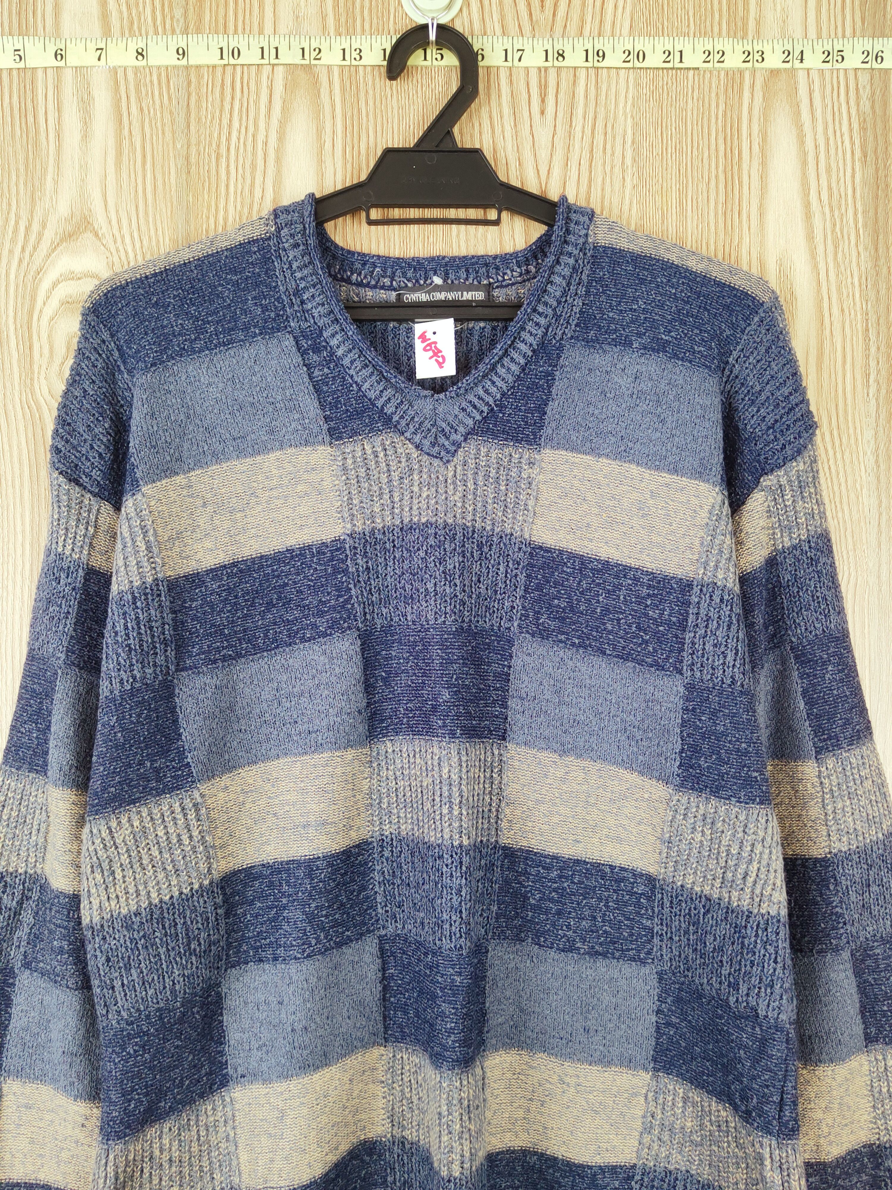 Homespun Knitwear × Japanese Brand × Vintage Cynthia Blue checkered Knitwear Sweatshirts #W672 Size US M / EU 48-50 / 2 - 2 Thumbnail