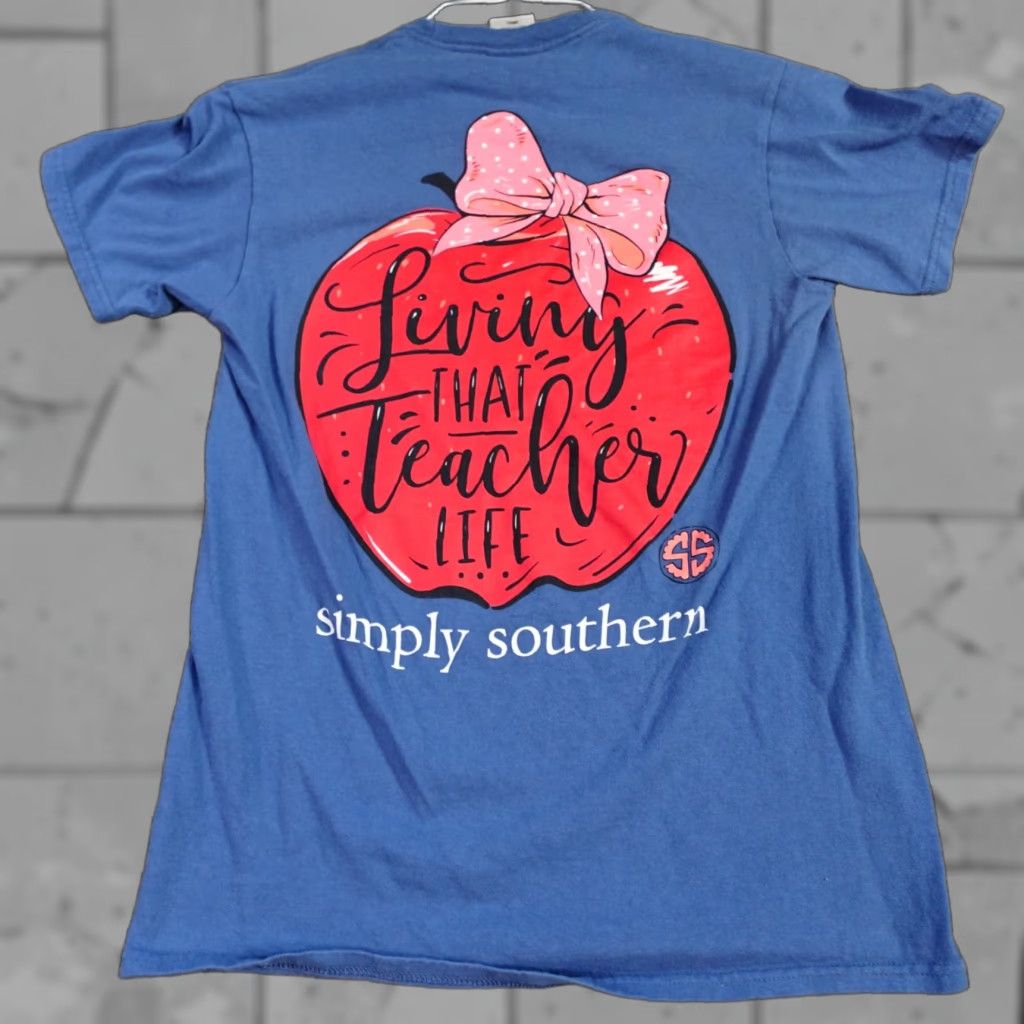 Doublet Simply Southern Shirt Small Blue Double Sided Living That Teachers Life Shirt Women S Blue Double-Sided Teacher Theme Size S / US 4 / IT 40 - 1 Thumbnail