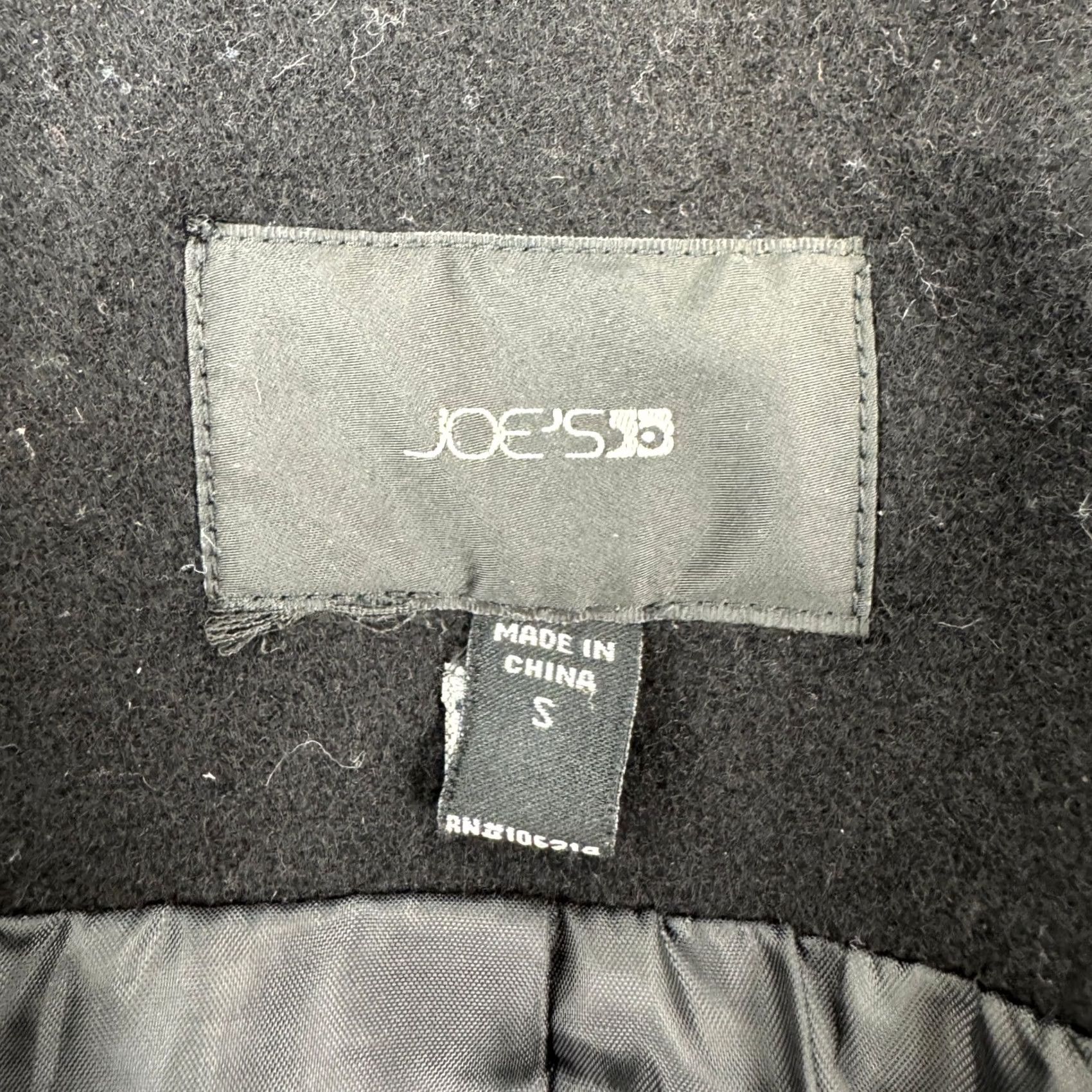 Vintage Joe's Jeans Black Wool Cashmere Blend Double Breasted Belted Trench Coat Small Size 28" / US 6 / IT 42 - 4 Thumbnail