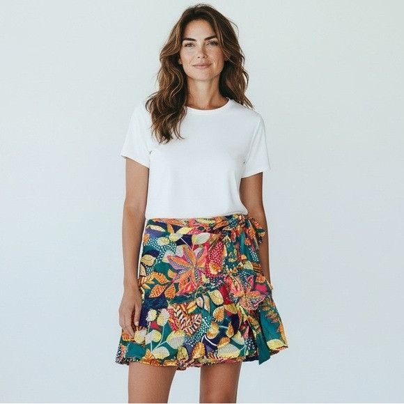 Cynthia Rowley Cynthia Rowley 100% Cotton Tropical Floral Multicolor Wrap R Size 30" / US 8 / IT 44 - 1 Thumbnail