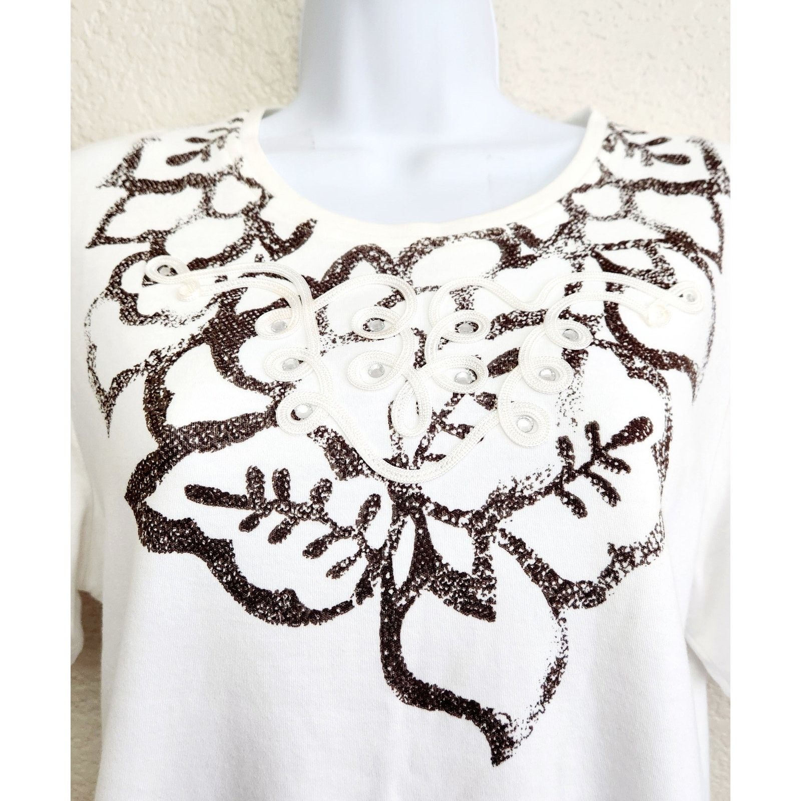 Other Allison Daley White Black Floral Bodice Rhinestone Top M Size M / US 6-8 / IT 42-44 - 2 Thumbnail