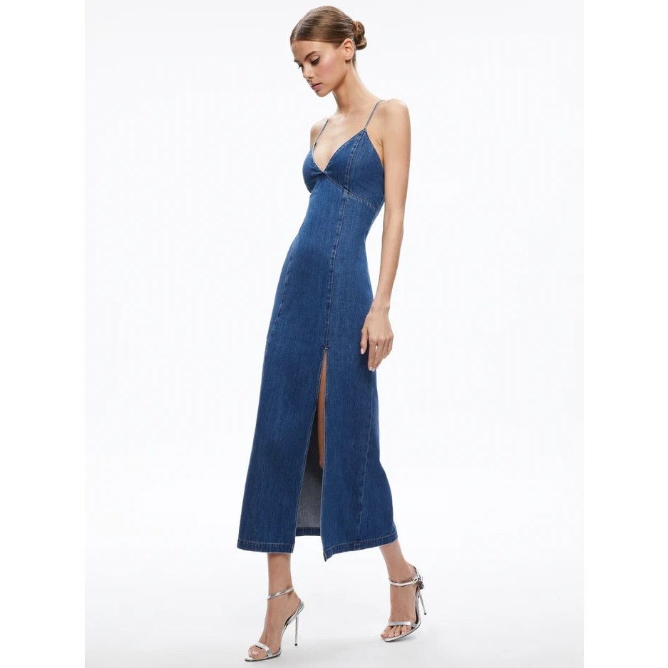 Alice + Olivia Alice + Olivia Julietta Denim Midi Dress blue jean size 2 Size XS / US 0-2 / IT 36-38 - 13 Thumbnail