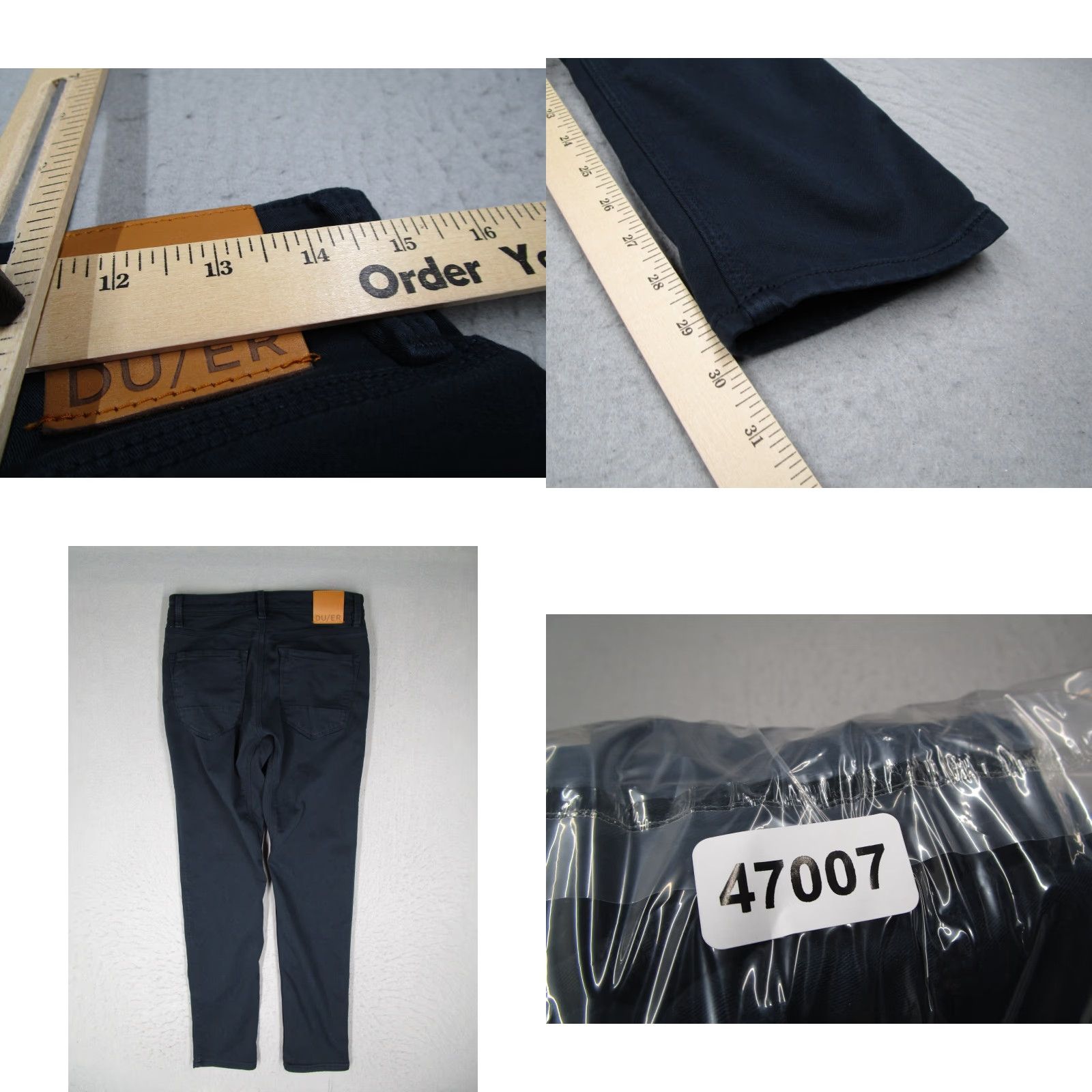 Vintage DU/ER Pants Mens Slim Fit Taper Blue 30x32 Chino Canvas Cotton Blend Work Travel Pockets Zipper Logo Front Flat Front 30W 32L Mens Size US 30 / EU 46 - 8 Thumbnail