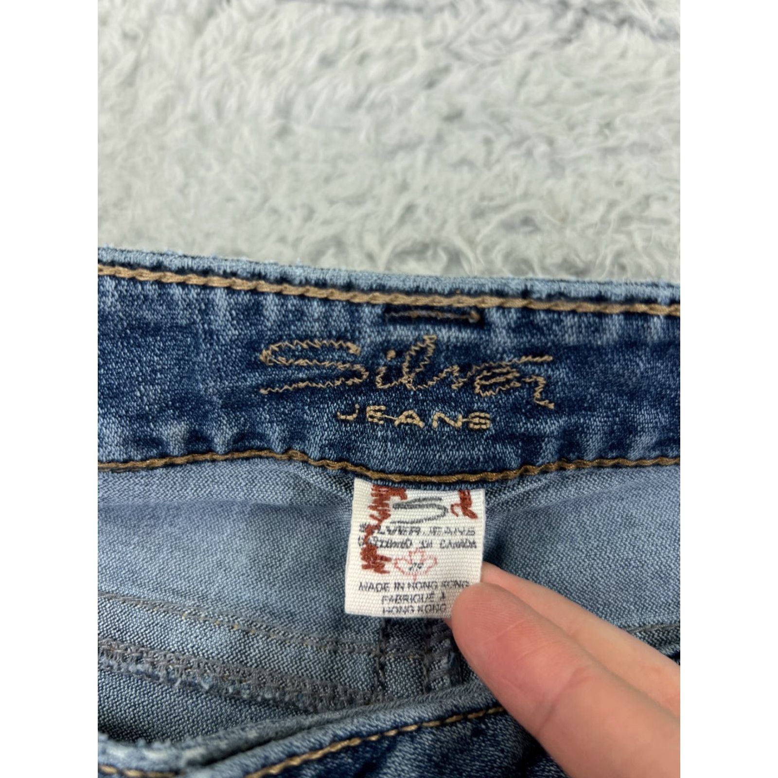 Silver Jeans Co. Silver Jeans Womens Jeans Bootcut 29 Blue Denim Embroidered Light Wash 5-Pocket Size 29" - 4 Thumbnail