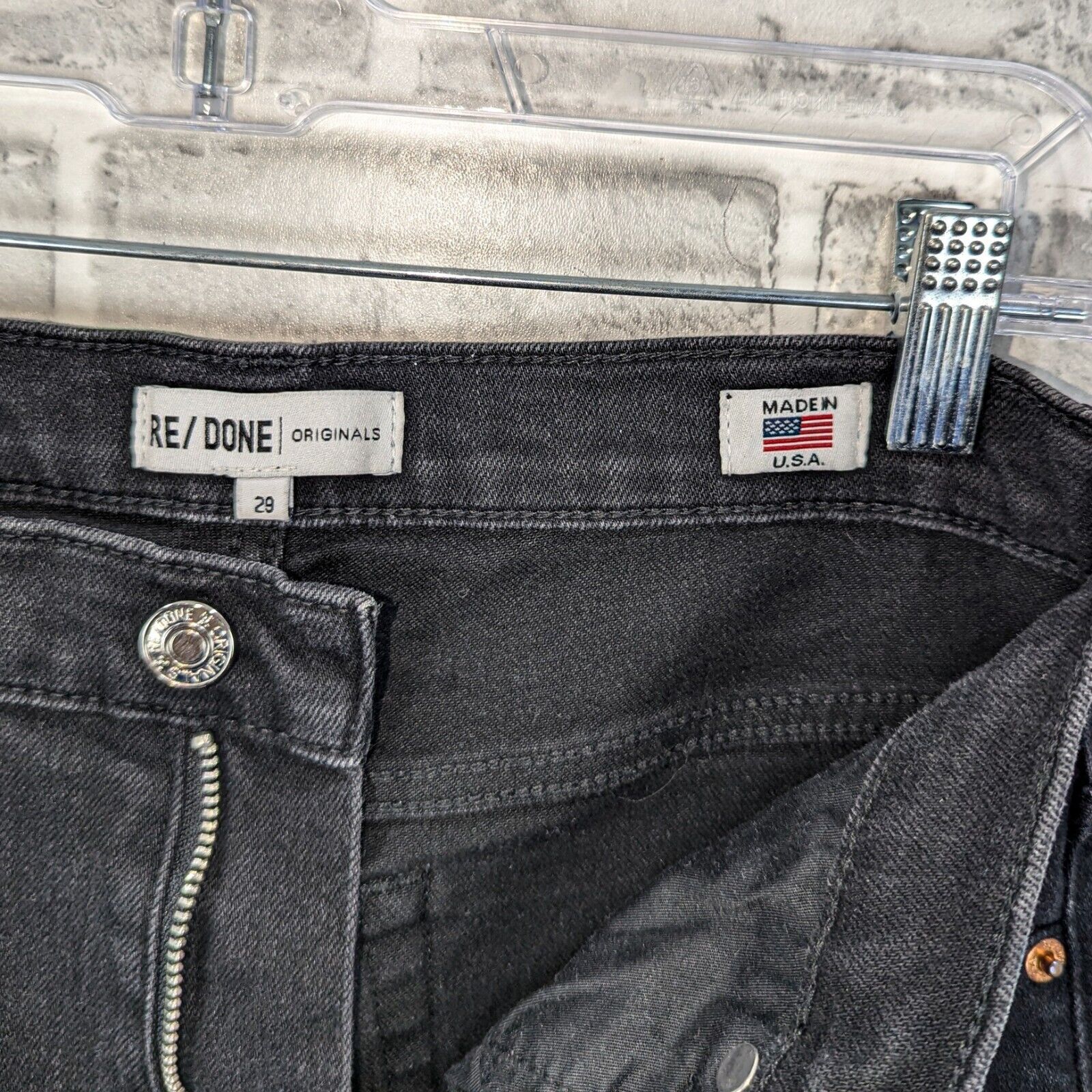 RE/DONE RE/DONE High Waist Stretch Crop Denim Jeans in Black Med Size 29" - 5 Thumbnail