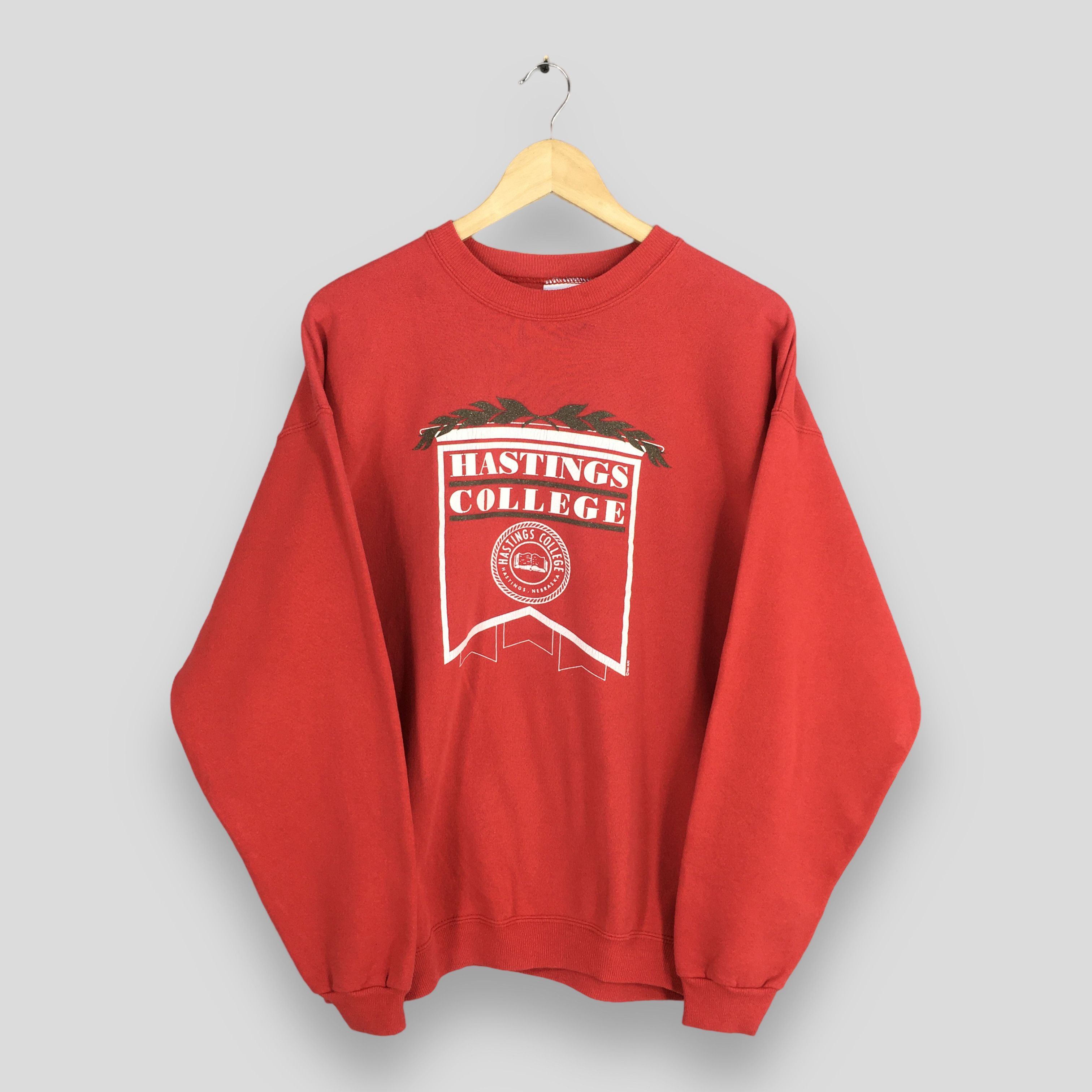 NCAA Vintage 90s Hastings College Red Sweatshirt Large Size US L / EU 52-54 / 3 - 1 Thumbnail