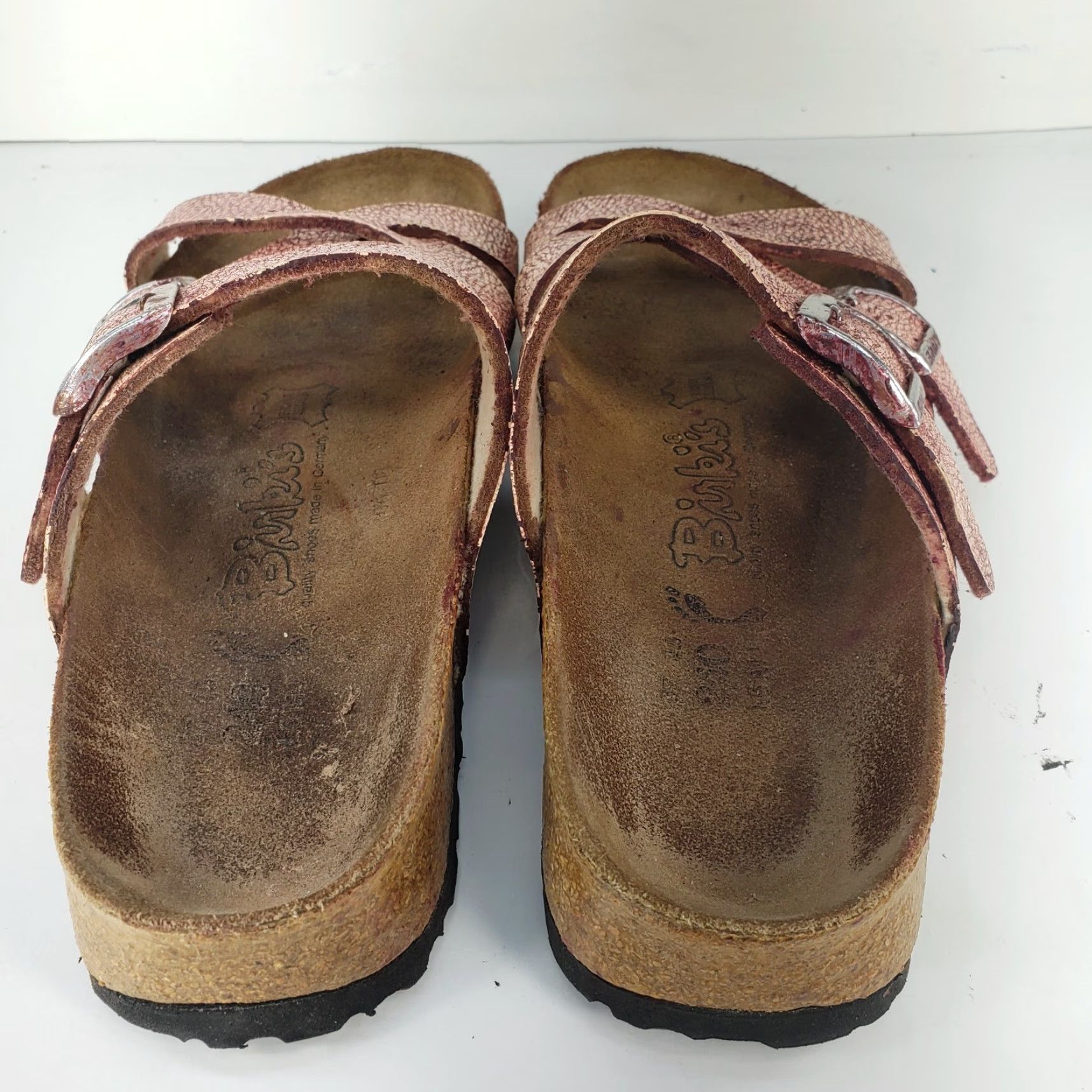 Birkenstock Birki's Birkenstock Two Strap Slip On Slides Sandals Pink Leather 6 Women 37 Tahiti Bohemian Sandal, Vintage? No Size US 6 / IT 36 - 6 Thumbnail