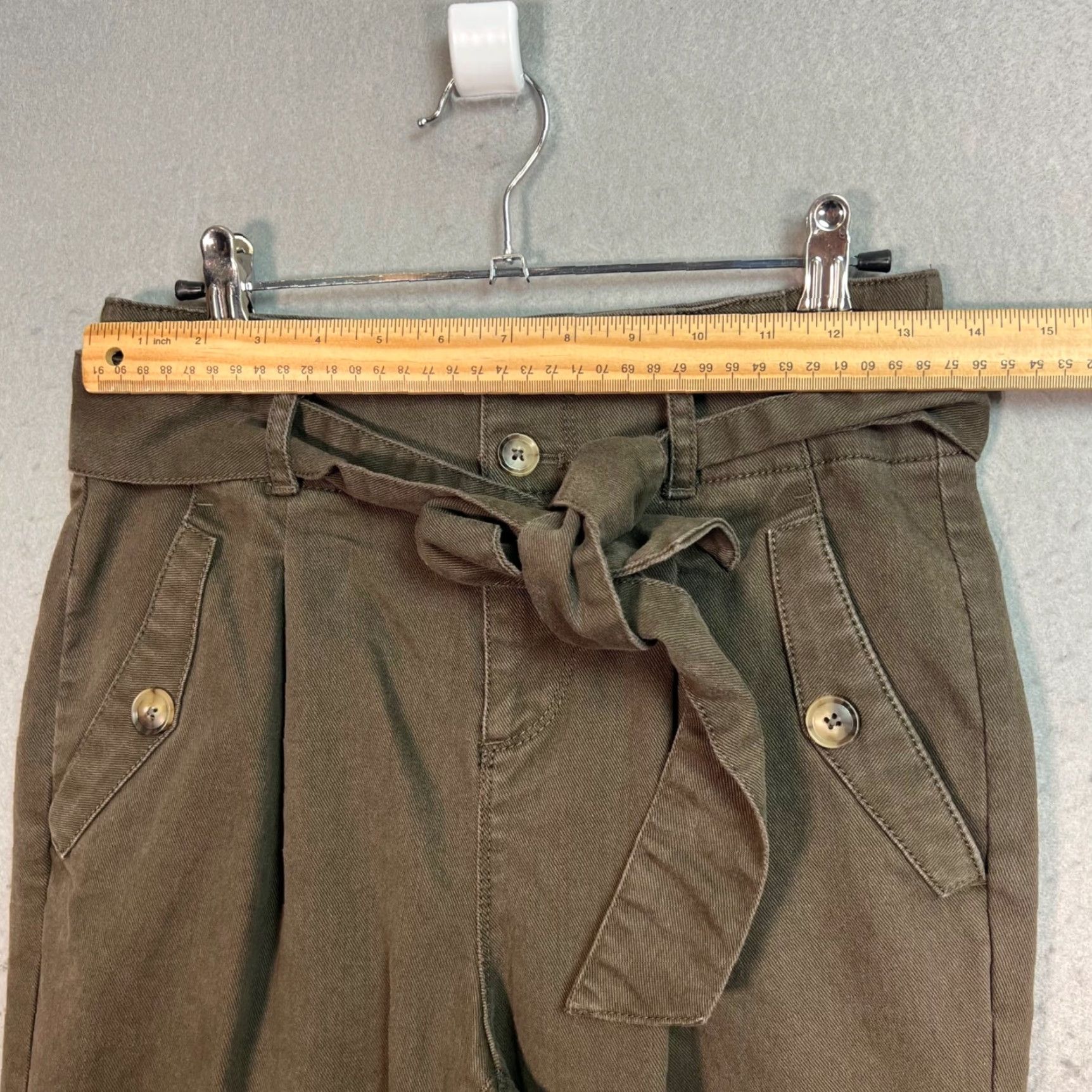 Loft Loft Womens Paperbag Tapered Leg Pants Size 0P Brown Cotton Blend Size 25" / US 0 / IT 36 - 5 Thumbnail